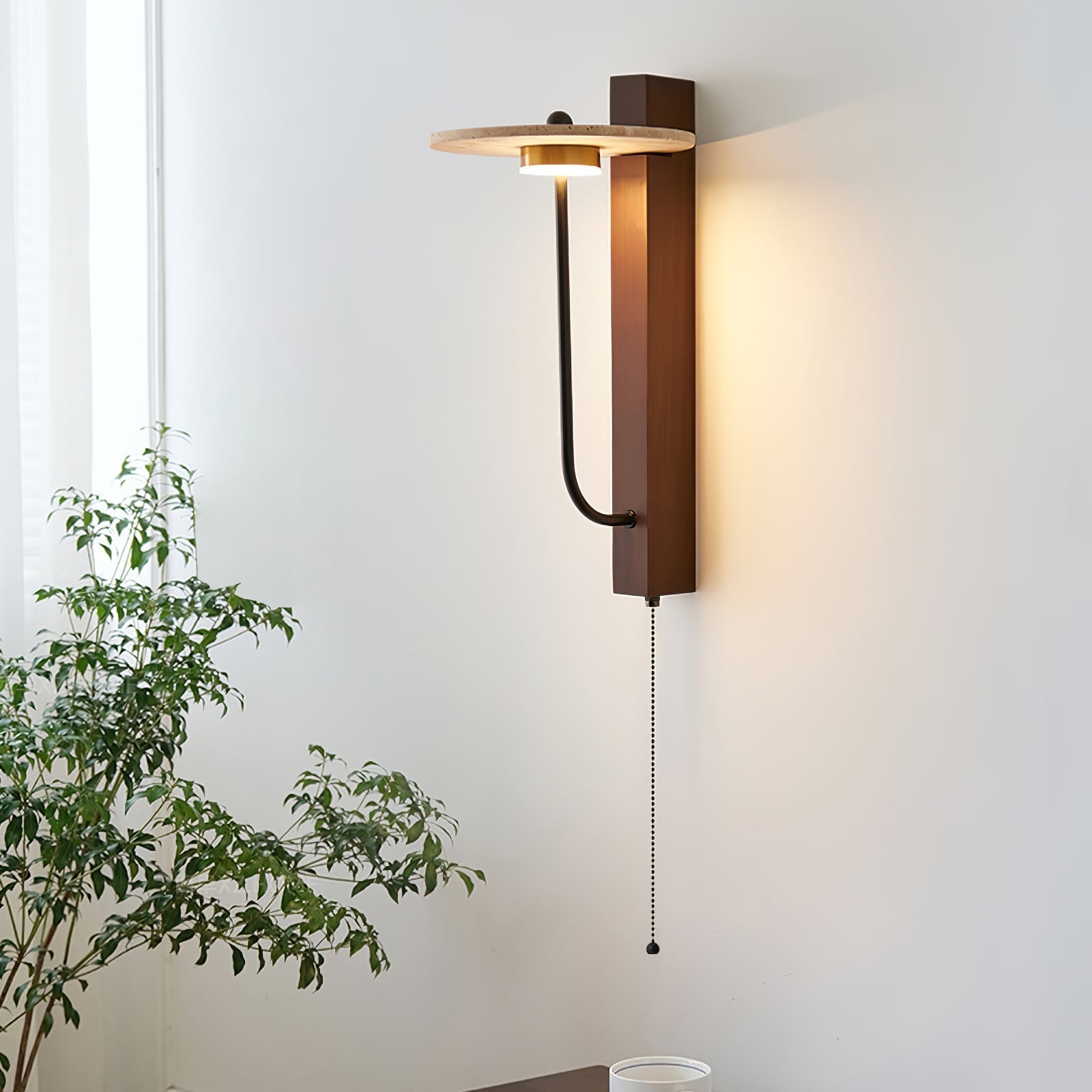 Viphayra Lever Arm Travertine Wall Light - Letslighting