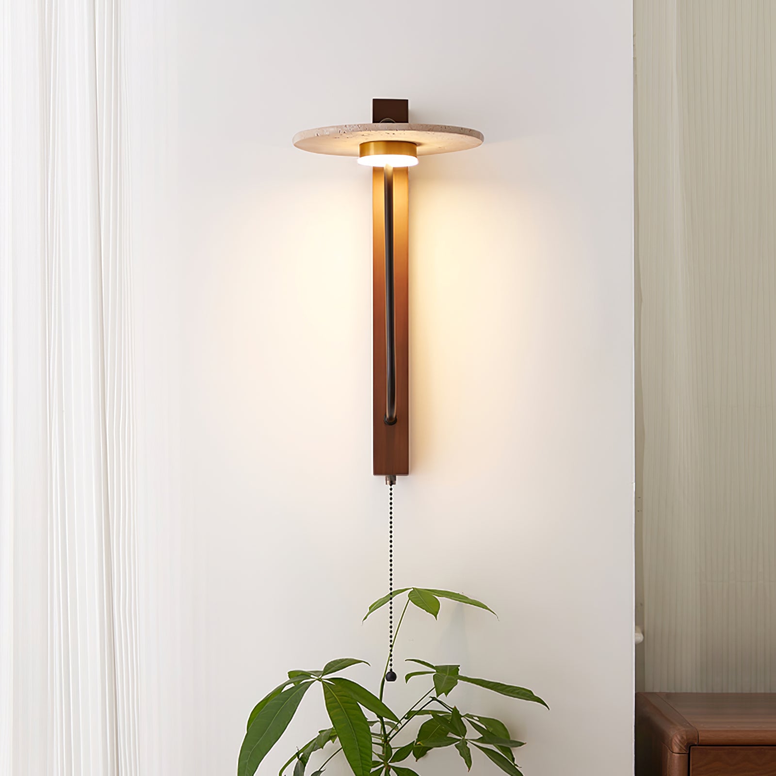 Viphayra Lever Arm Travertine Wall Light - Letslighting