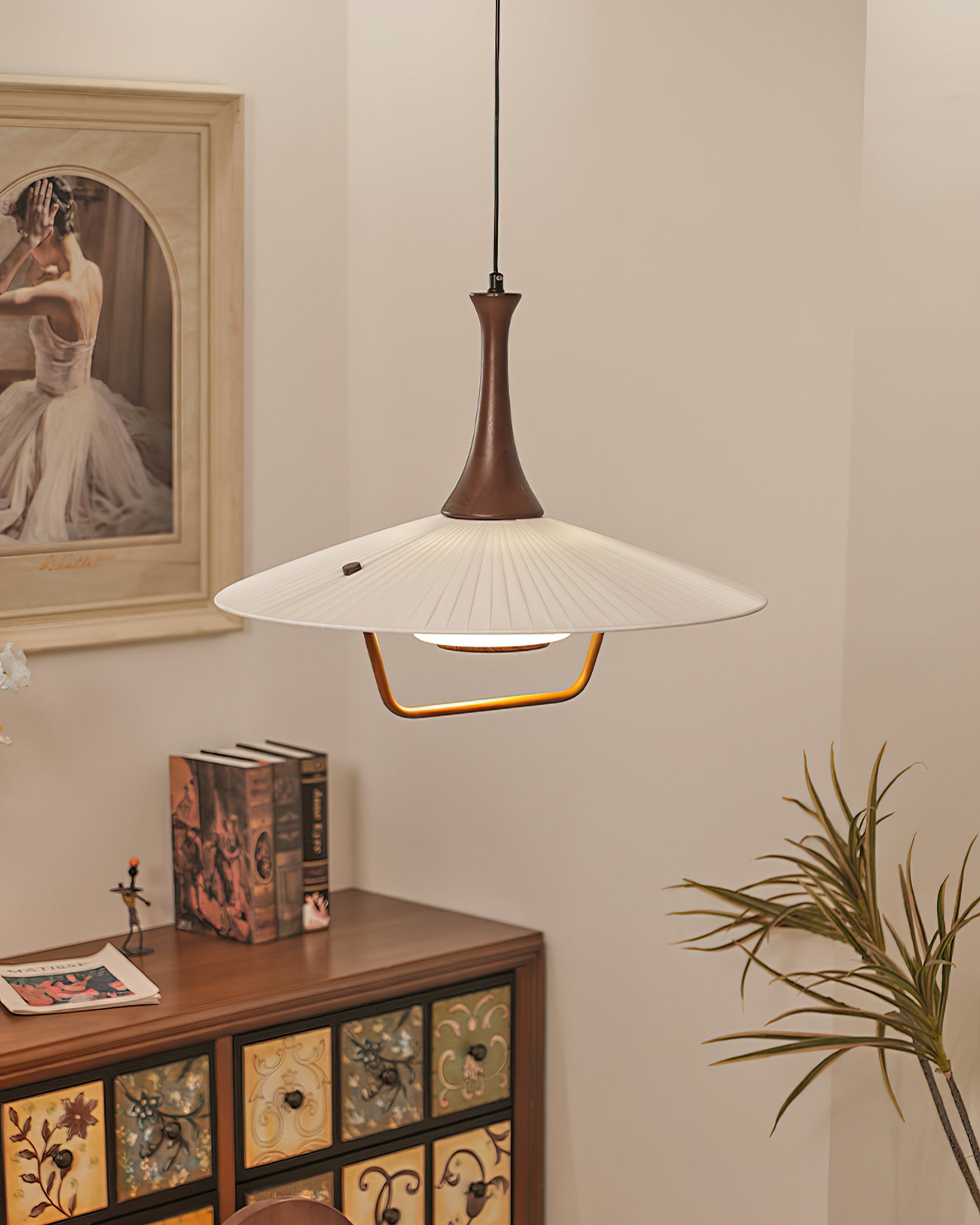 Vionne Mid-Century Pendelleuchte aus Holz und Weiß-Letslighting