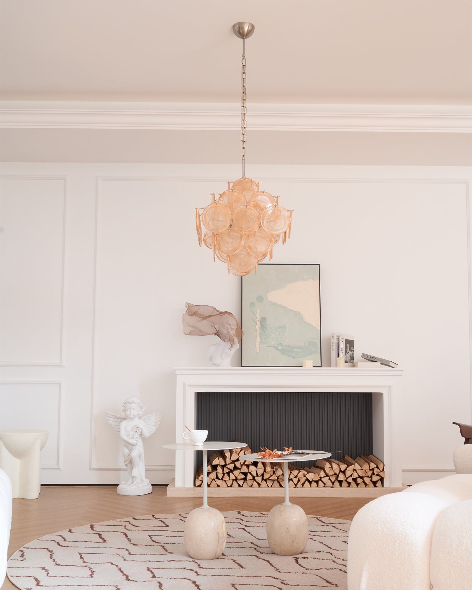 Aurora Chandelier Apricot Murano Glass Disc Layered Artistic - Neutralighting