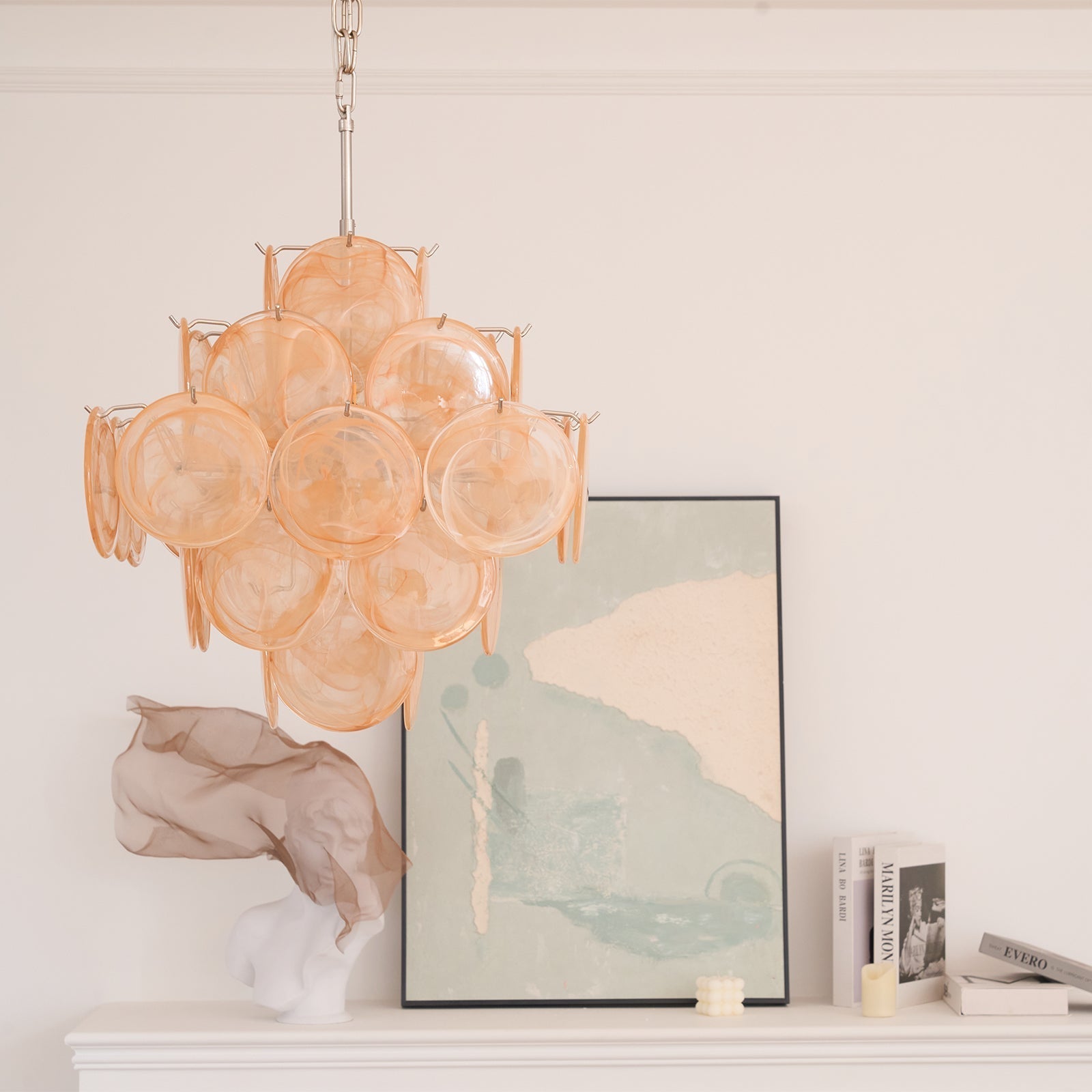 Aurora Chandelier Apricot Murano Glass Disc Layered Artistic - Neutralighting