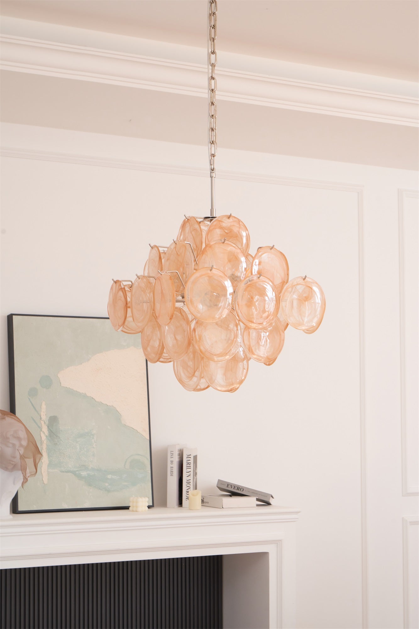 Aurora Chandelier Apricot Murano Glass Disc Layered Artistic - Neutralighting