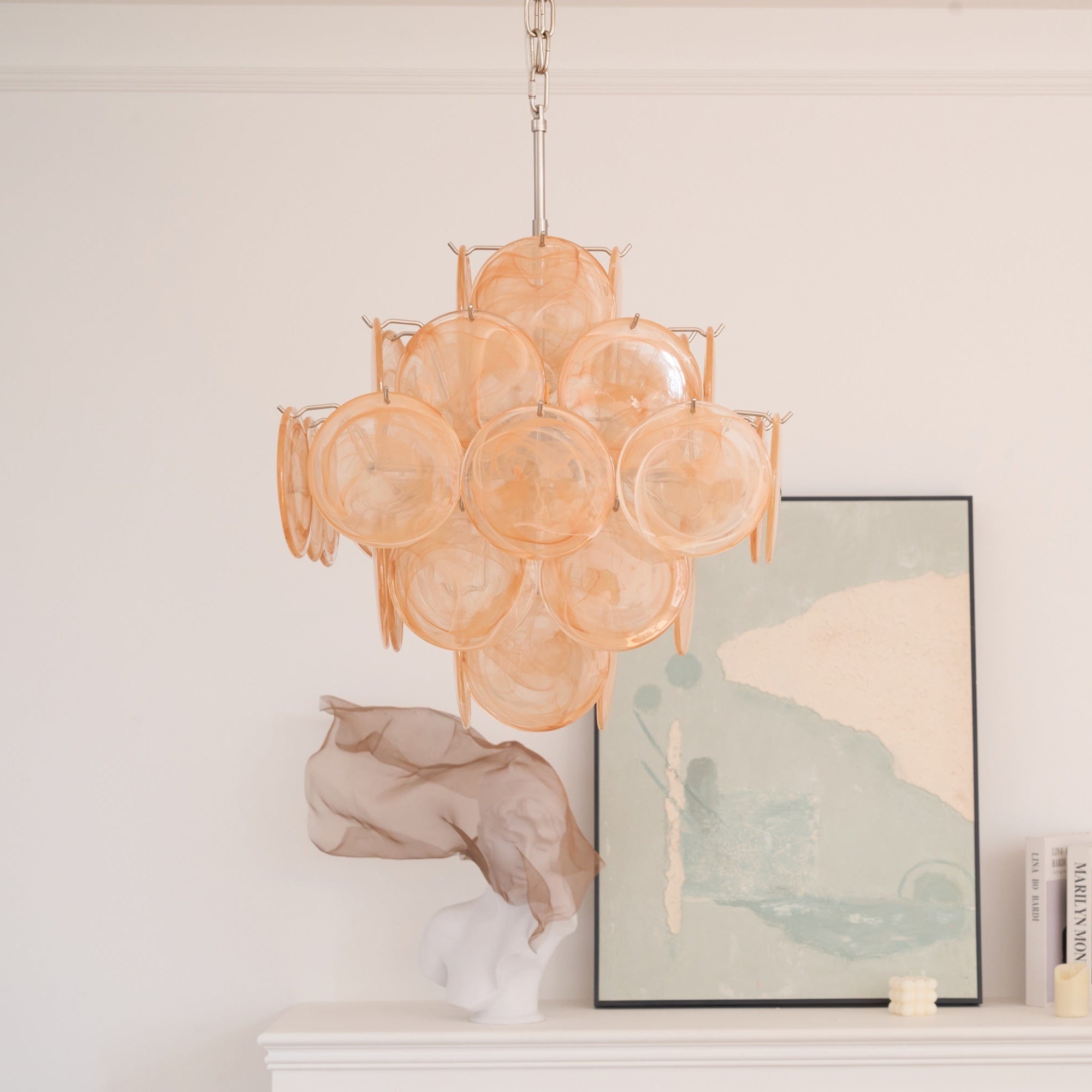 Aurora Chandelier Apricot Murano Glass Disc Layered Artistic - Neutralighting