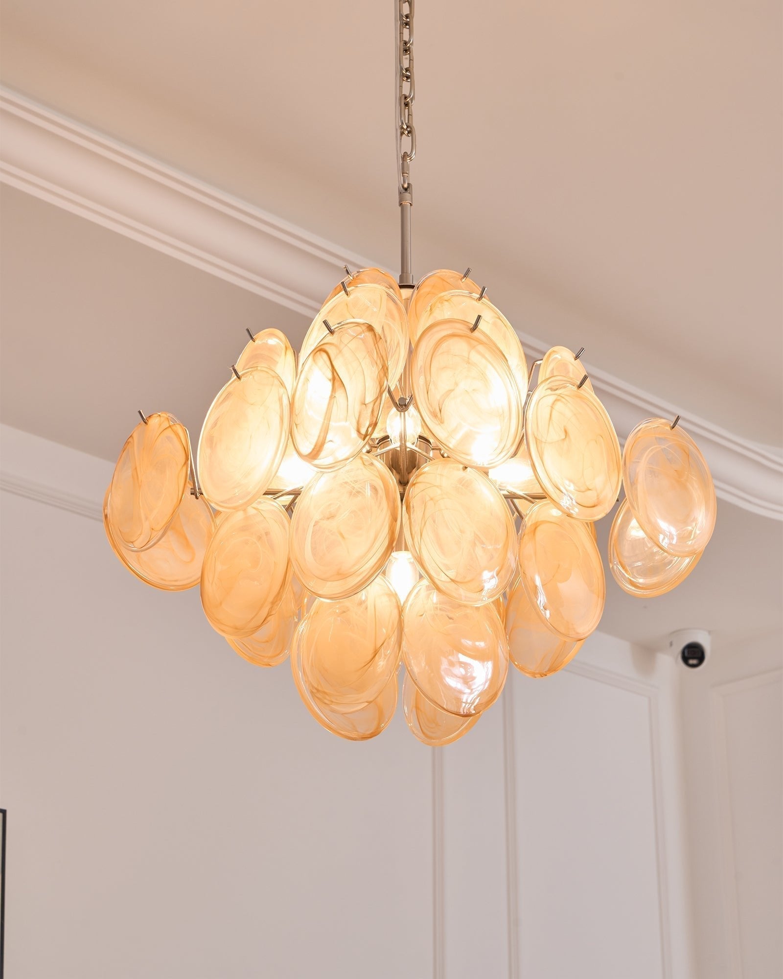 Aurora Chandelier Apricot Murano Glass Disc Layered Artistic - Neutralighting