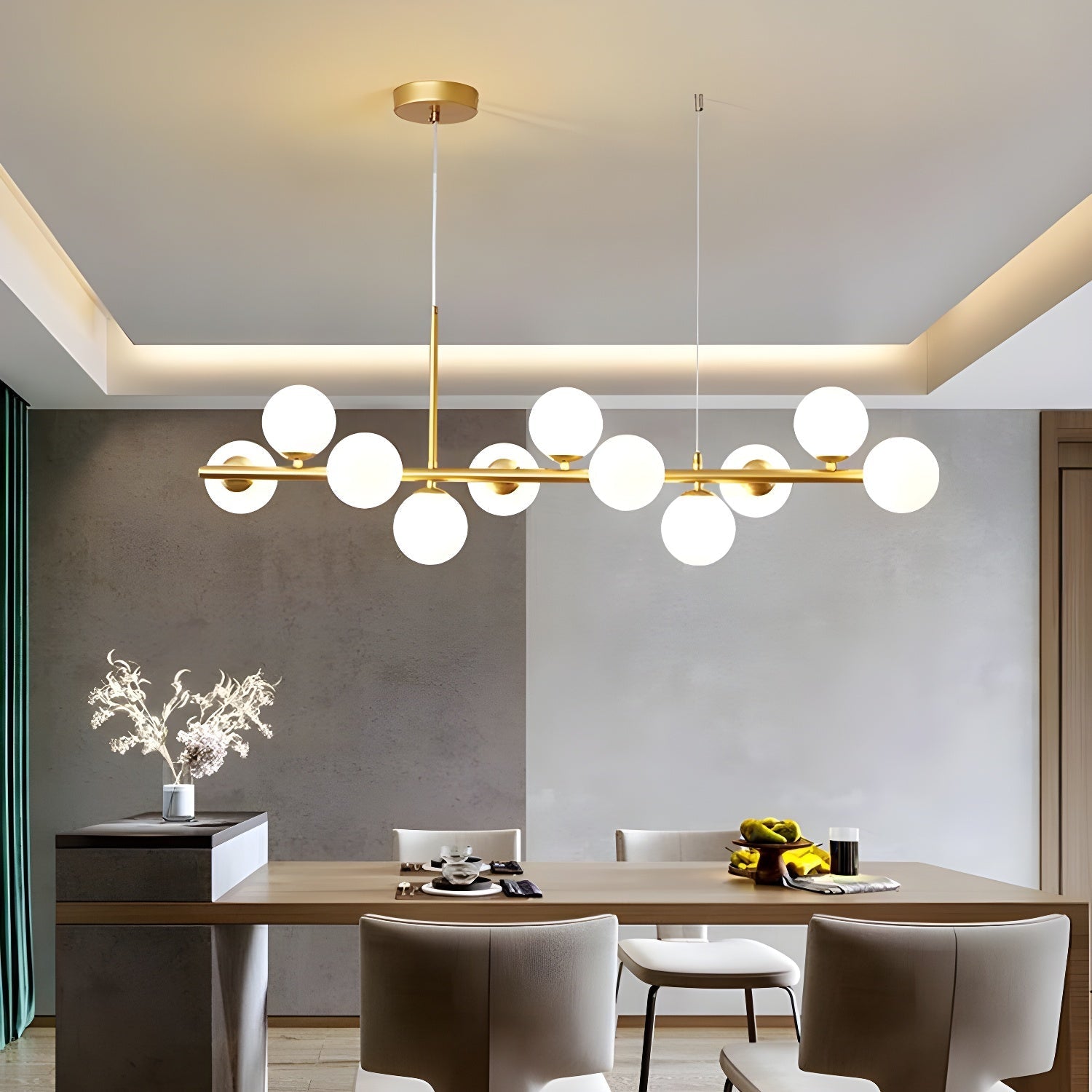 Lustra Kronleuchter Glas Kugel Gold 12-Licht-Letslighting