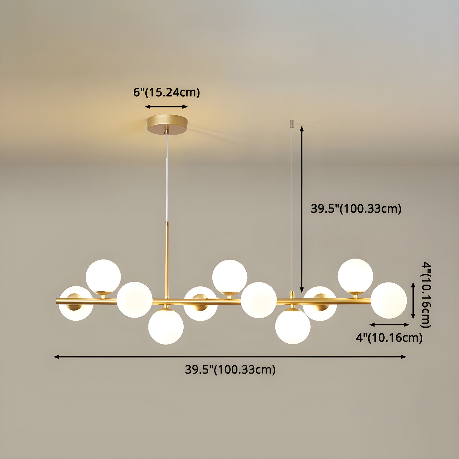 Lustra Kronleuchter Glas Kugel Gold 12-Licht-Letslighting