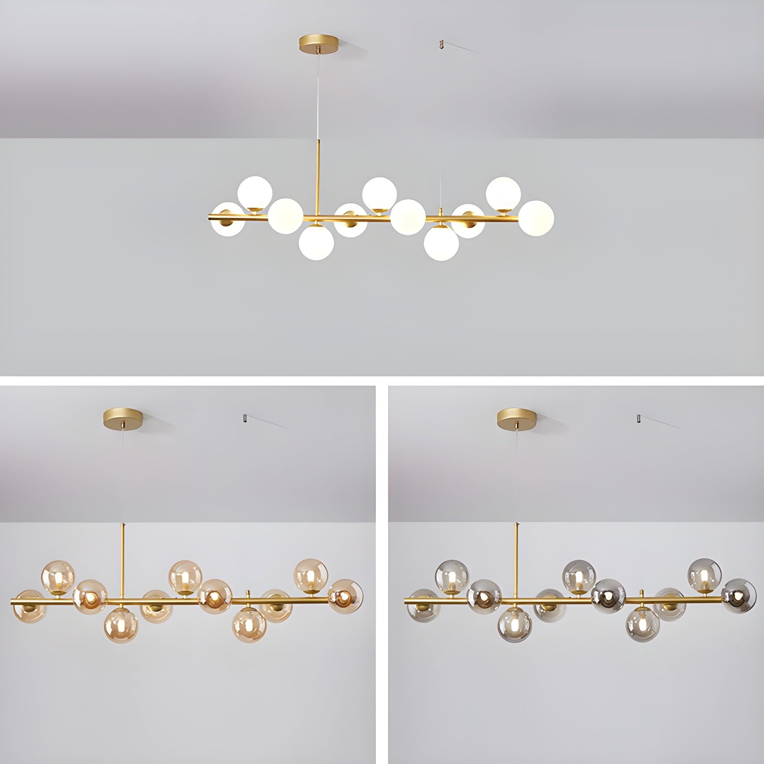 Lustra Kronleuchter Glas Kugel Gold 12-Licht-Letslighting