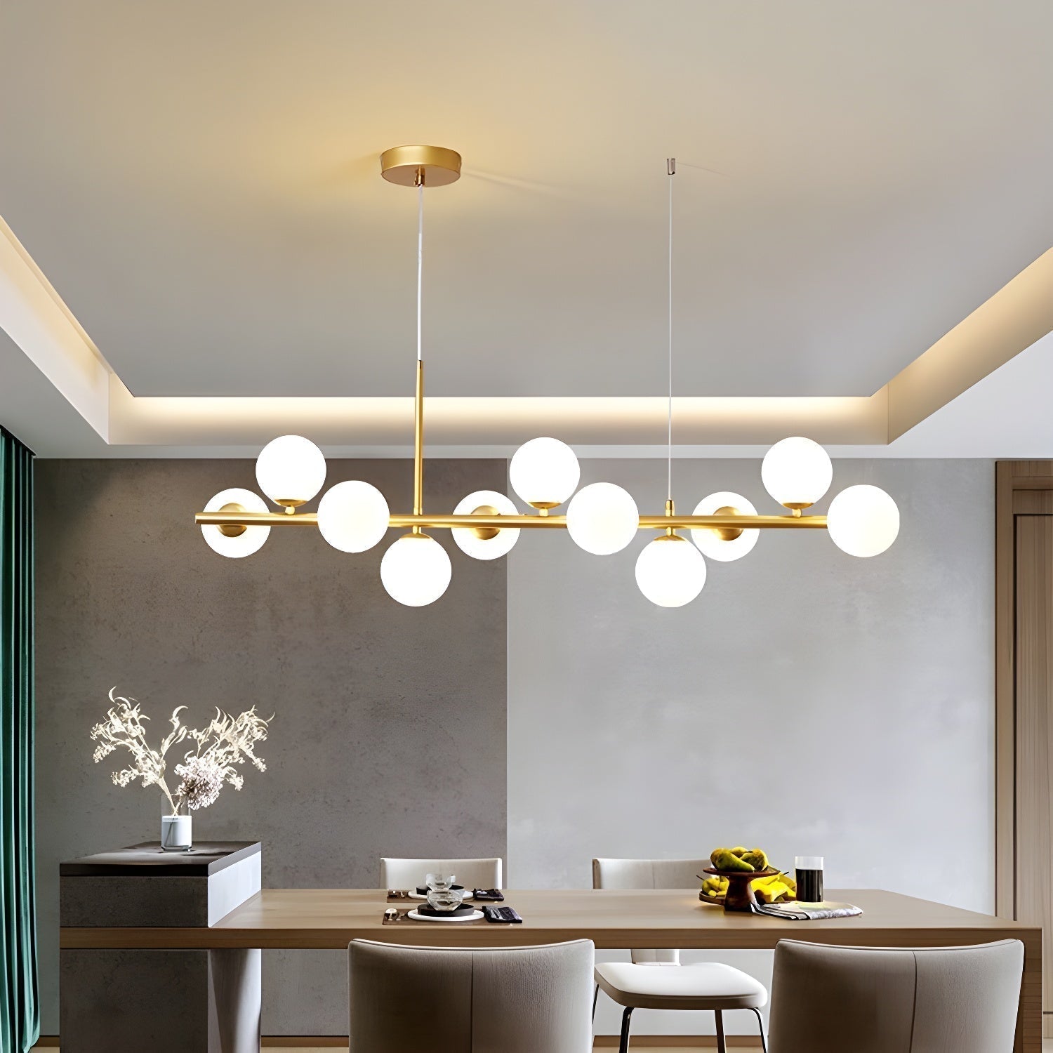 Lustra Kronleuchter Glas Kugel Gold 12-Licht-Letslighting