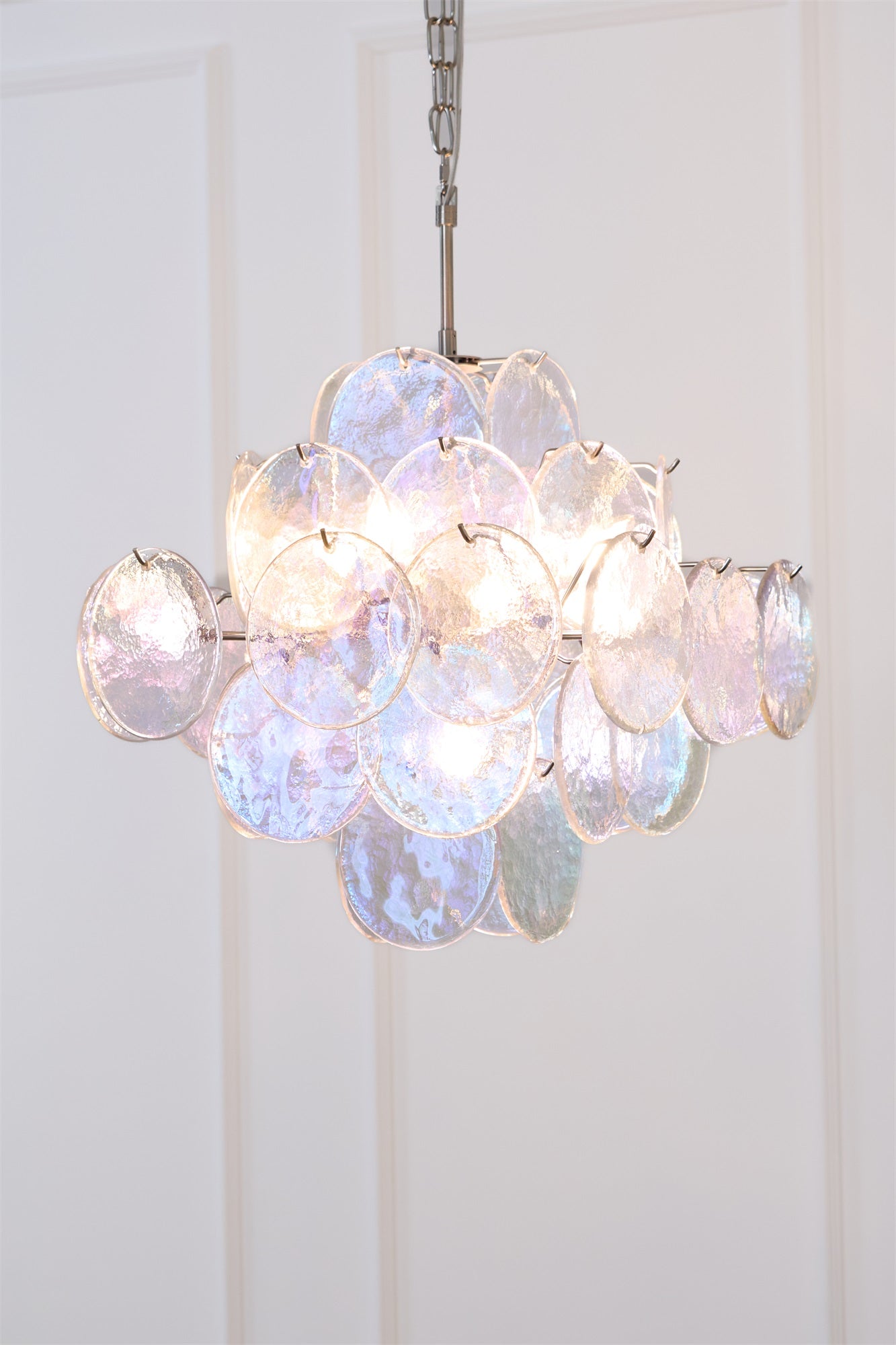 Aurora Chandelier Iridescent Murano Disc Layered - Neutralighting
