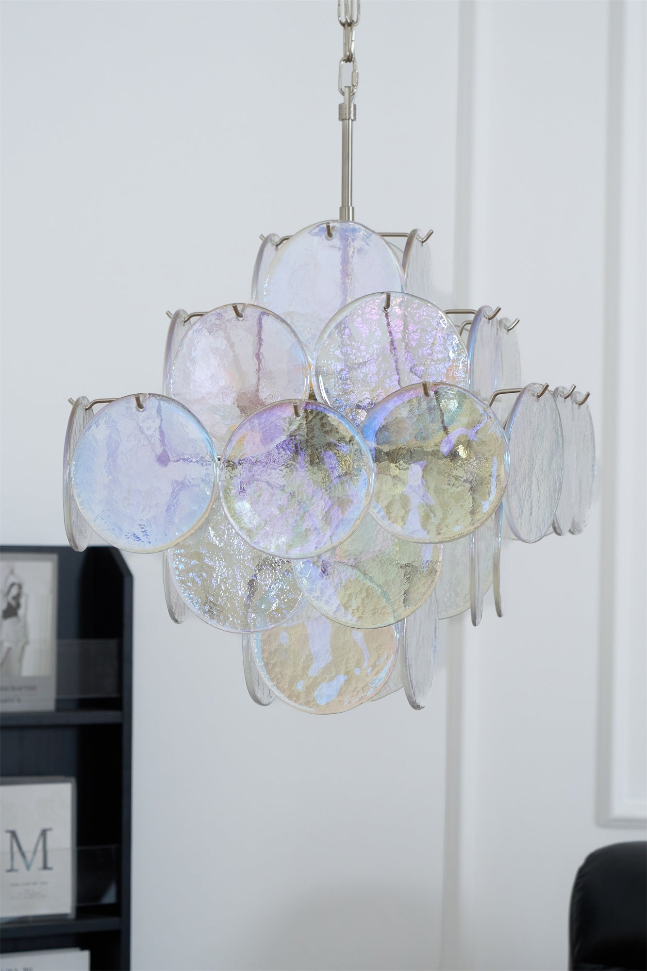Aurora Chandelier Iridescent Murano Disc Layered - Neutralighting