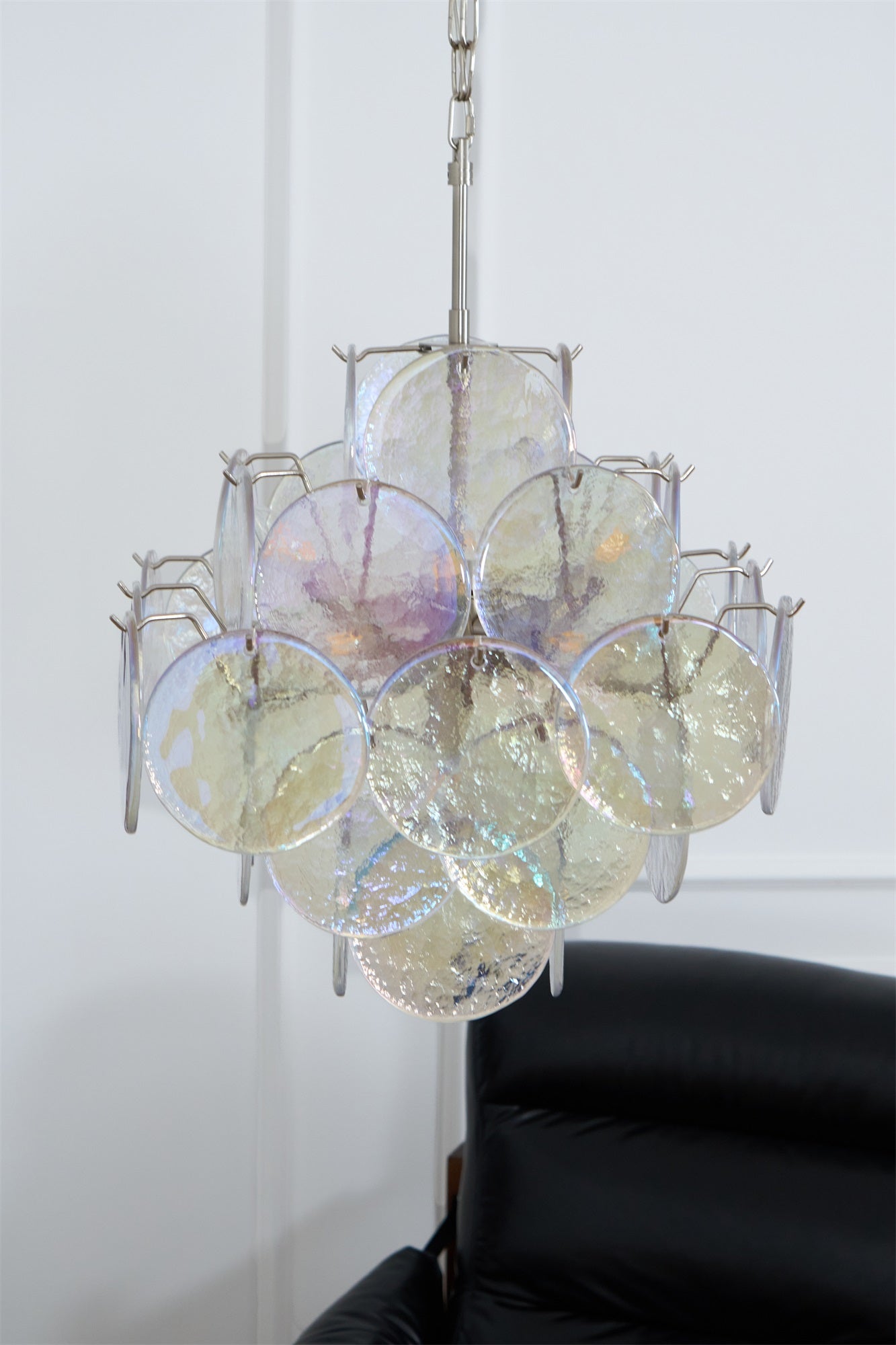 Aurora Chandelier Iridescent Murano Disc Layered - Neutralighting
