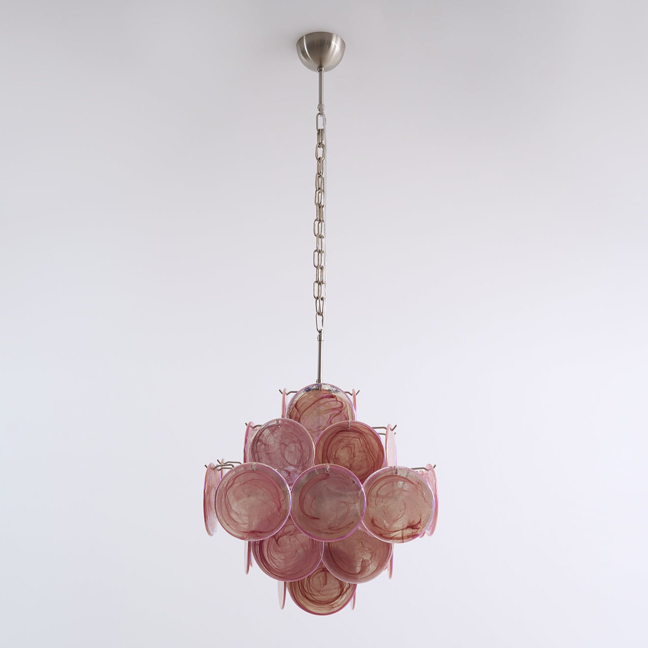 Aurora Chandelier Pink Glass Disc Layered Romantic - Neutralighting