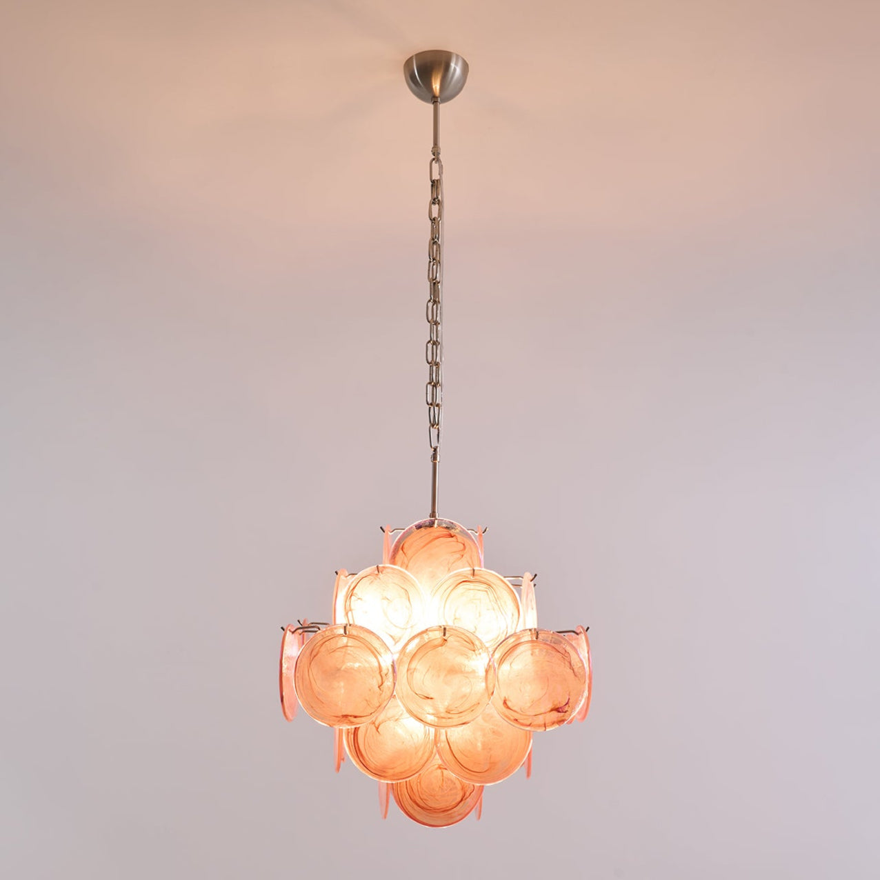 Aurora Chandelier Pink Glass Disc Layered Romantic - Neutralighting