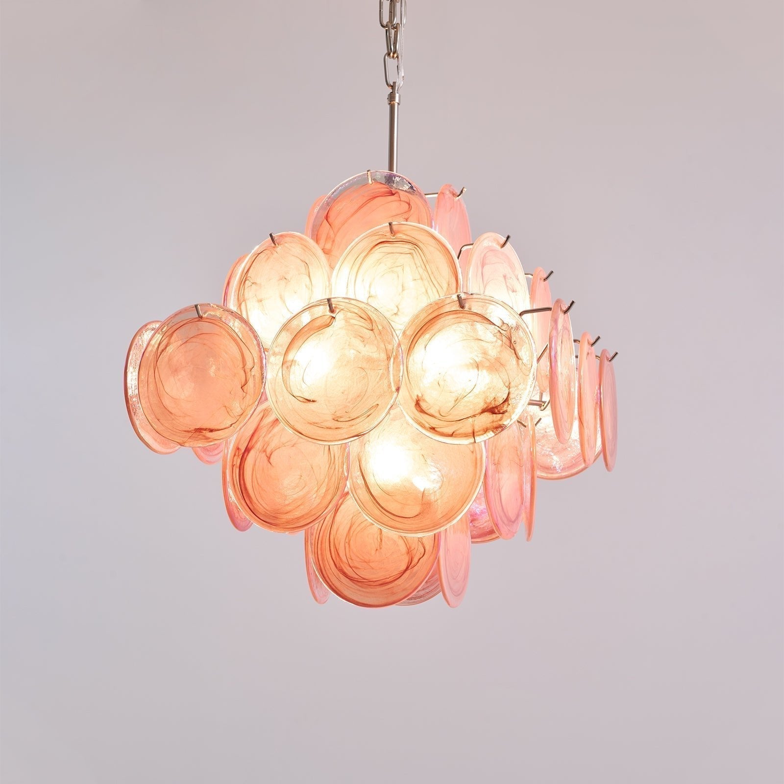 Aurora Chandelier Pink Glass Disc Layered Romantic - Neutralighting