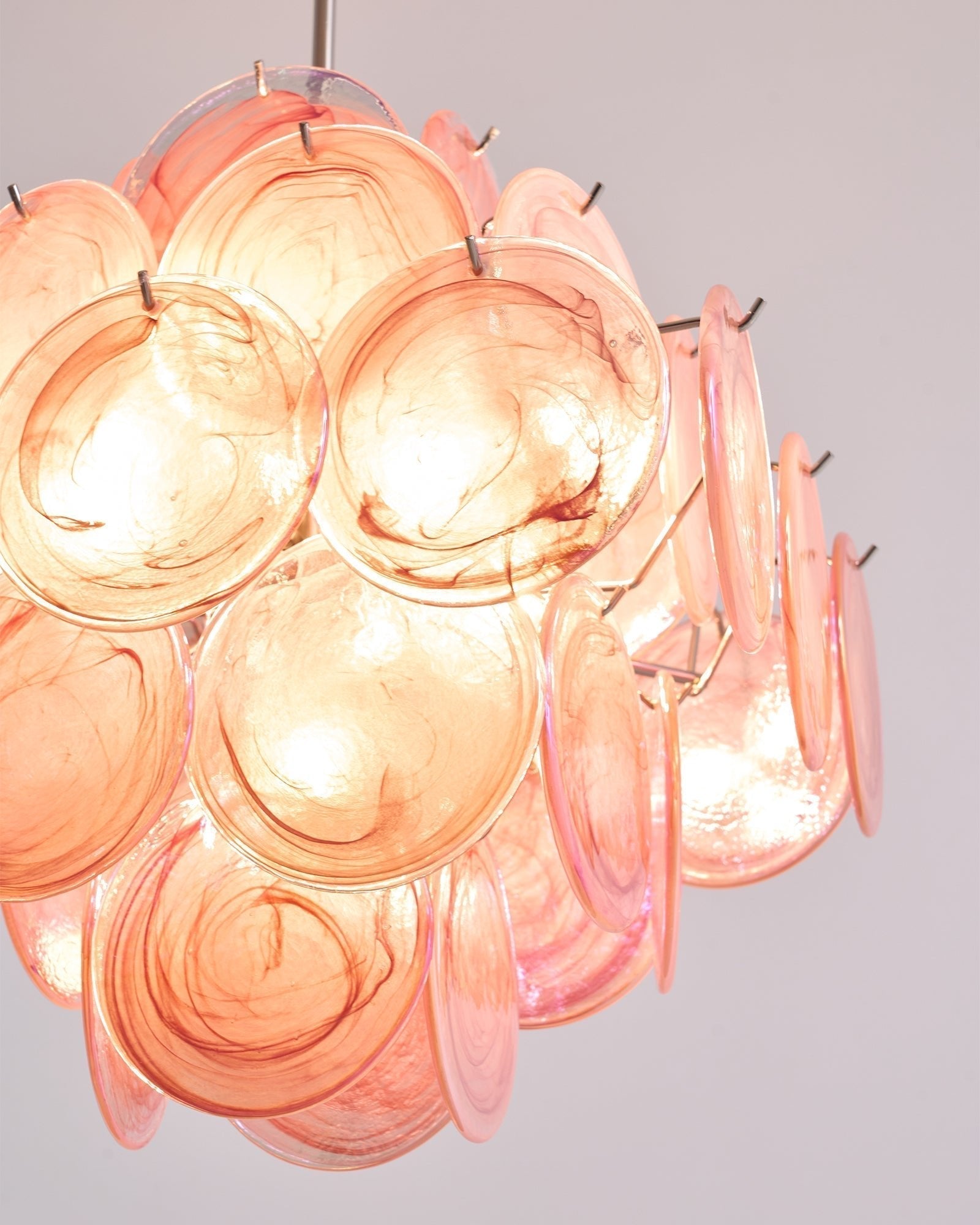 Aurora Chandelier Pink Glass Disc Layered Romantic - Neutralighting