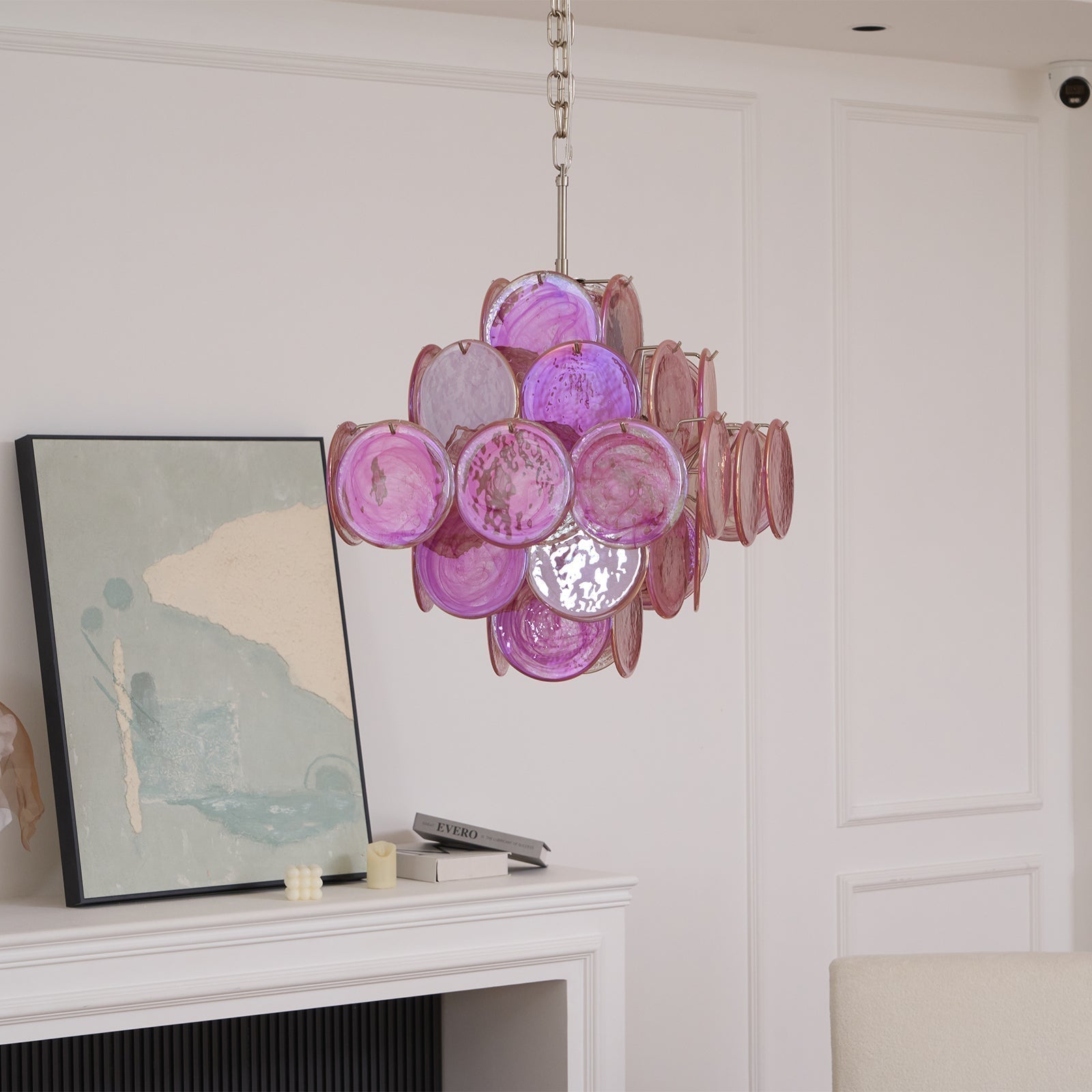 Aurora Chandelier Pink Glass Disc Layered Romantic - Neutralighting
