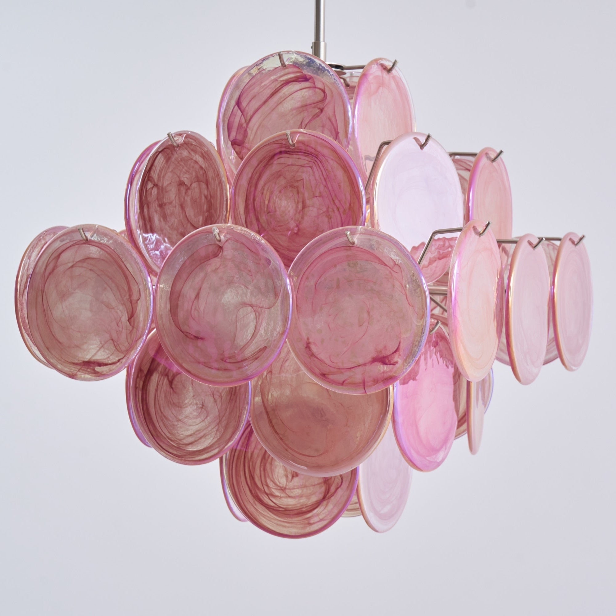 Aurora Chandelier Pink Glass Disc Layered Romantic - Neutralighting
