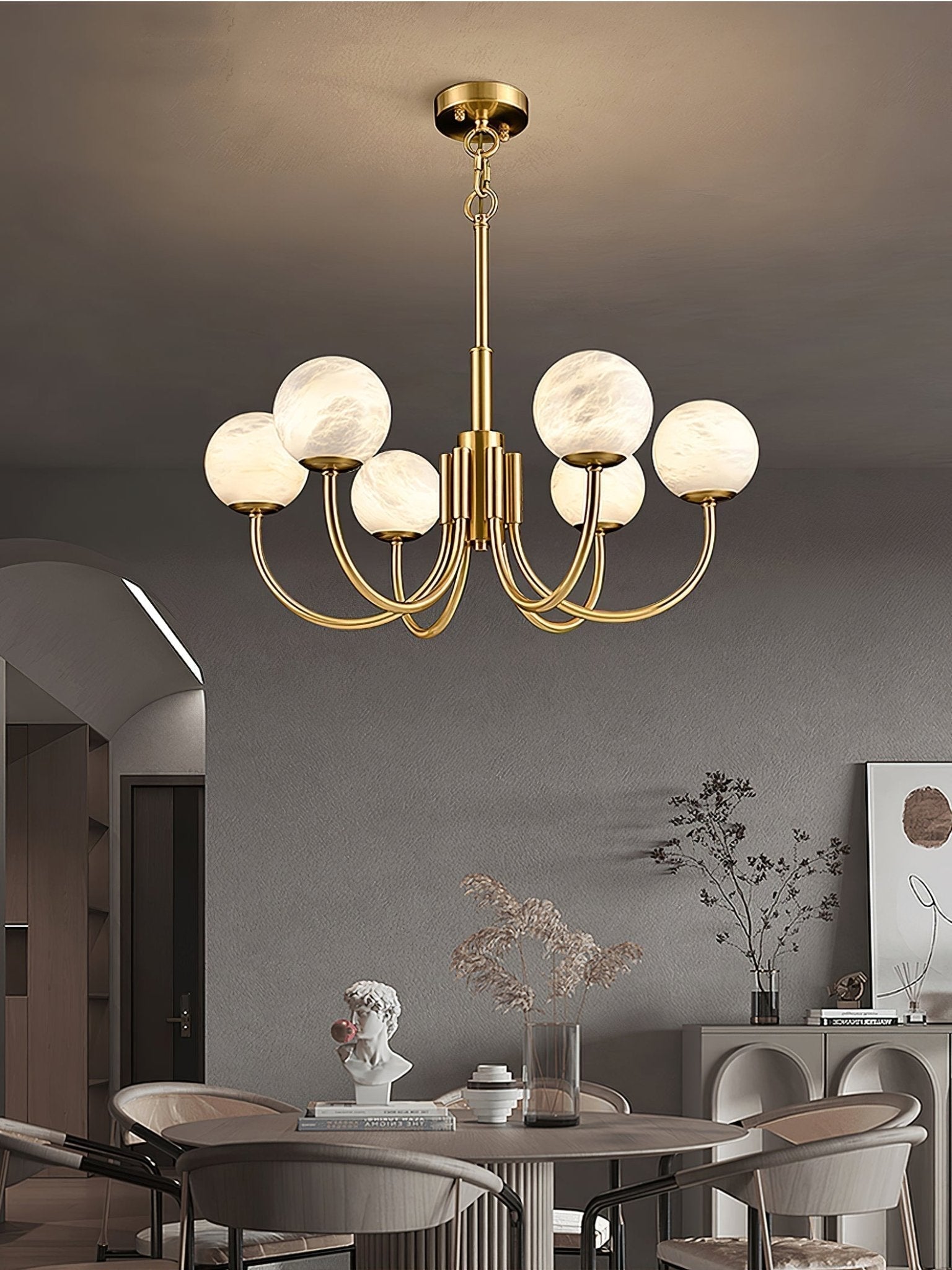 Alira Vintage Alabaster Chandelier Light - Letslighting