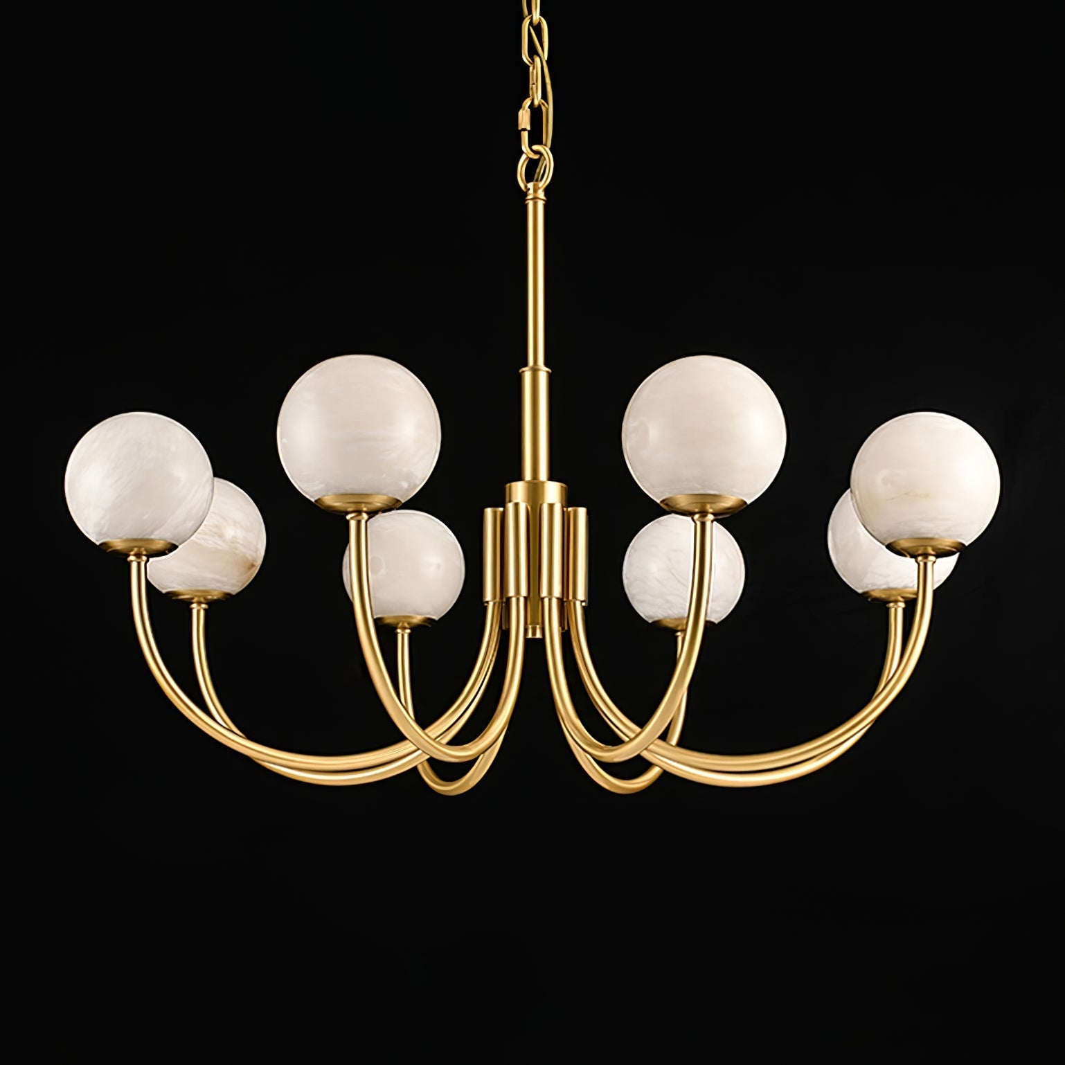 Mjolkuvys Modern Minimalist Globe Brass Alabaster Chandelier - Letslighting