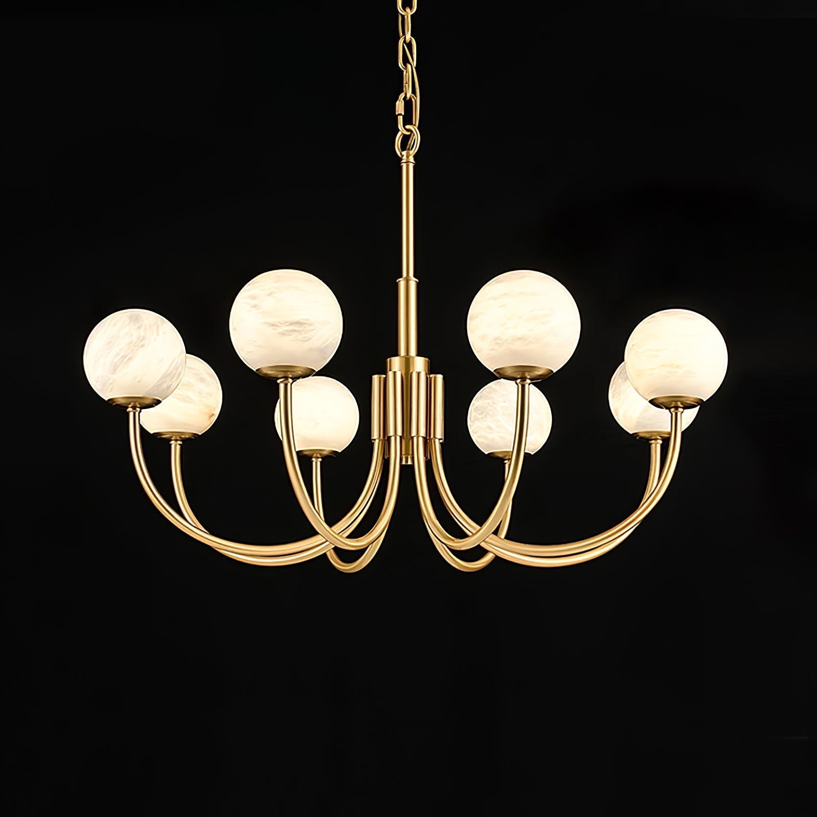 Mjolkuvys Modern Minimalist Globe Brass Alabaster Chandelier - Letslighting