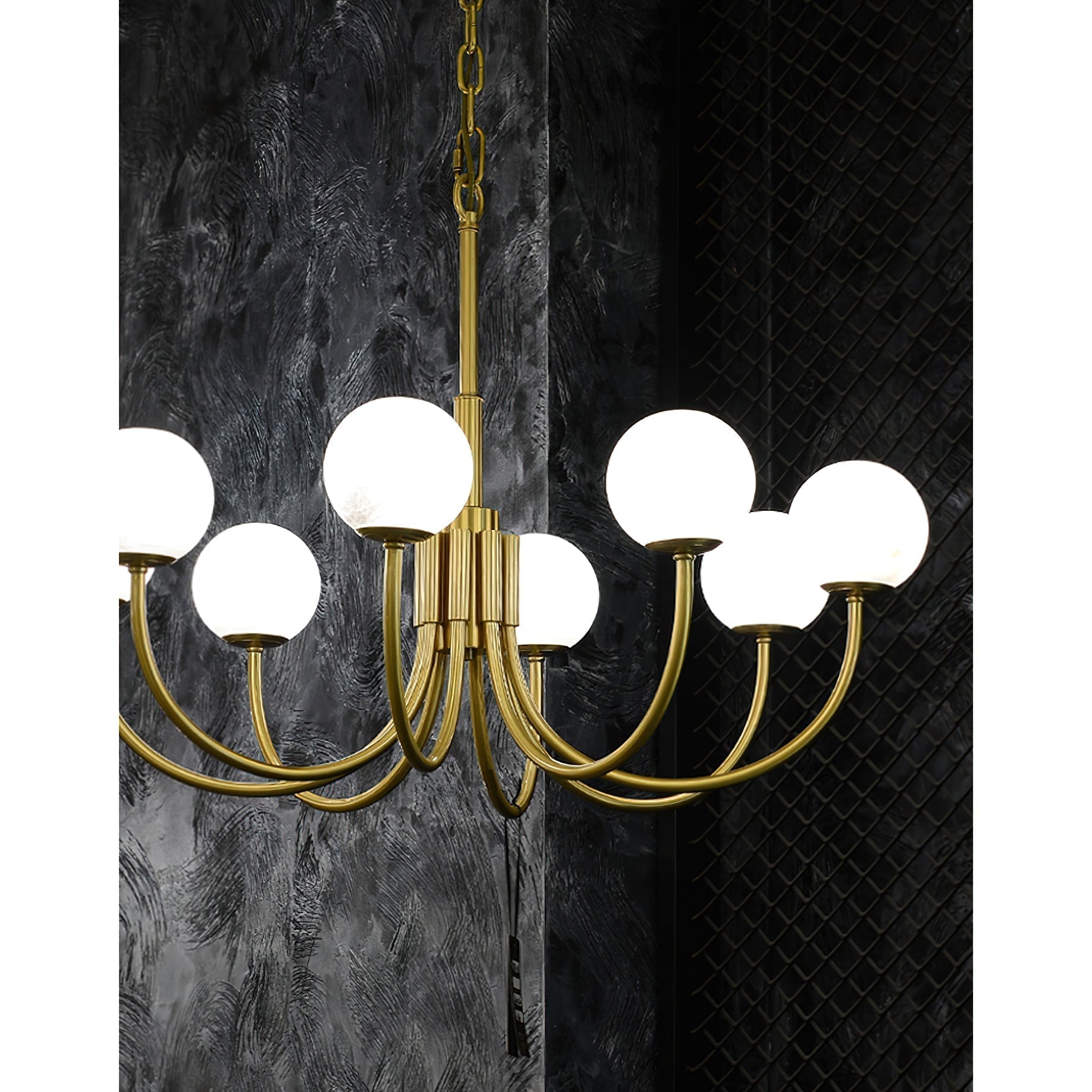 Mjolkuvys Modern Minimalist Globe Brass Alabaster Chandelier - Letslighting