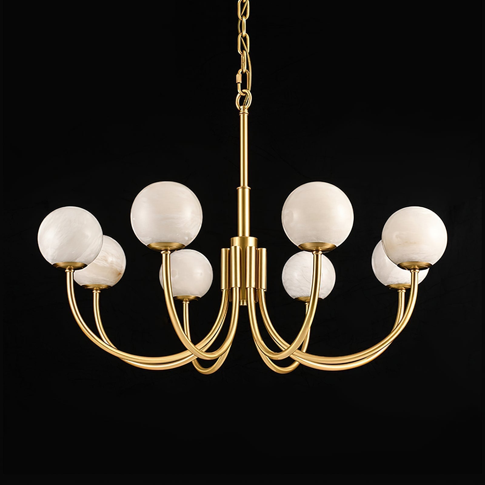 Mjolkuvys Modern Minimalist Globe Brass Alabaster Chandelier - Letslighting