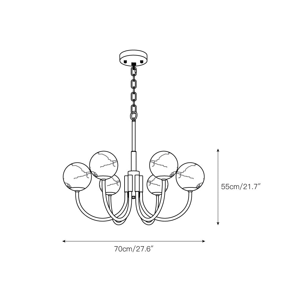 Mjolkuvys Modern Minimalist Globe Brass Alabaster Chandelier - Letslighting
