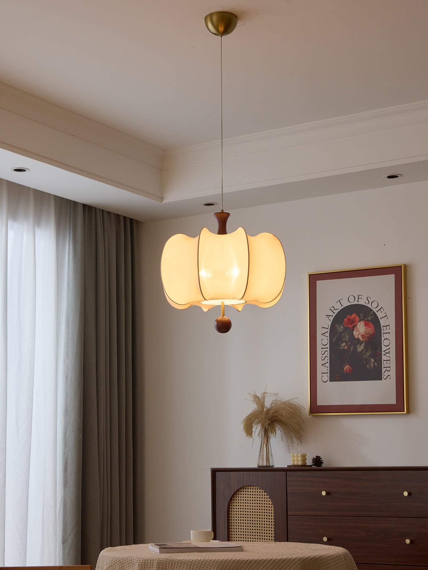 Calithra Stoff Holz Pendelleuchte-Letslighting