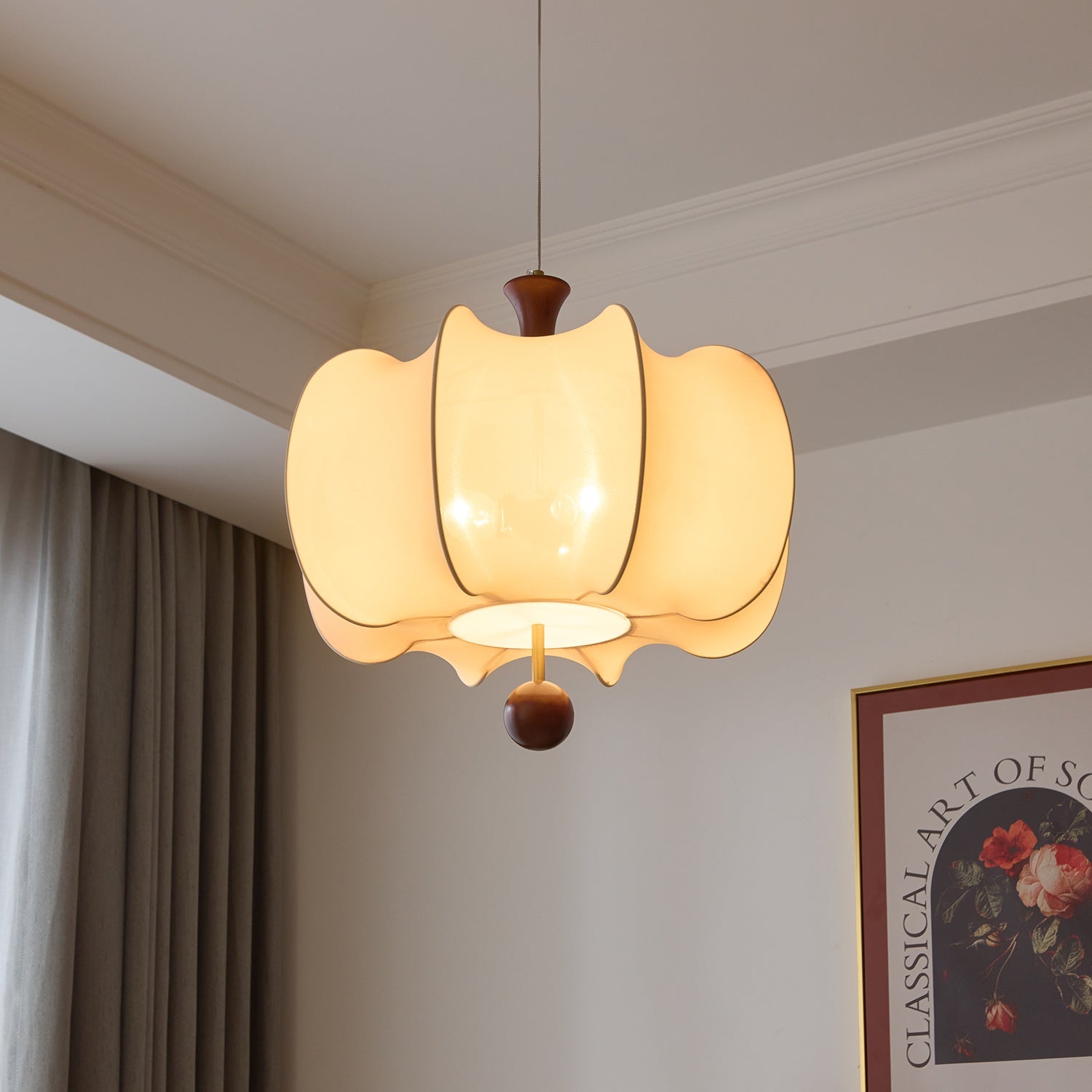 Calithra Stoff Holz Pendelleuchte-Letslighting