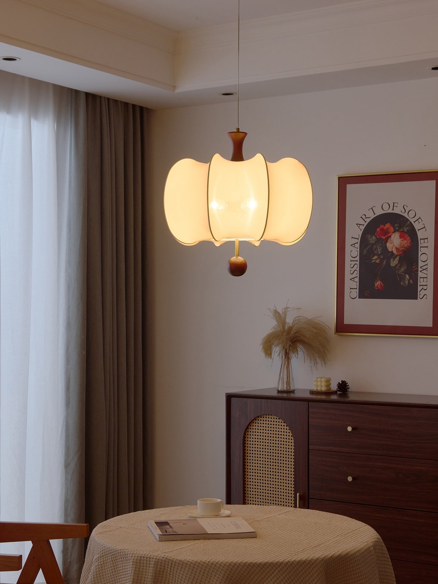 Calithra Stoff Holz Pendelleuchte-Letslighting