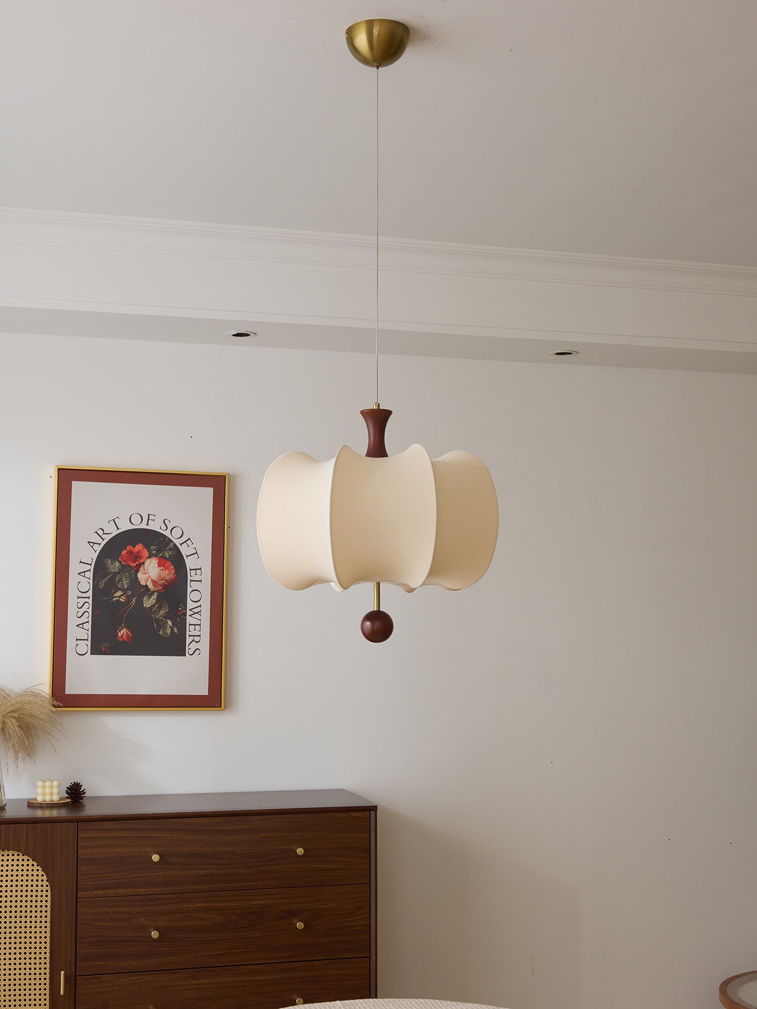 Calithra Stoff Holz Pendelleuchte-Letslighting