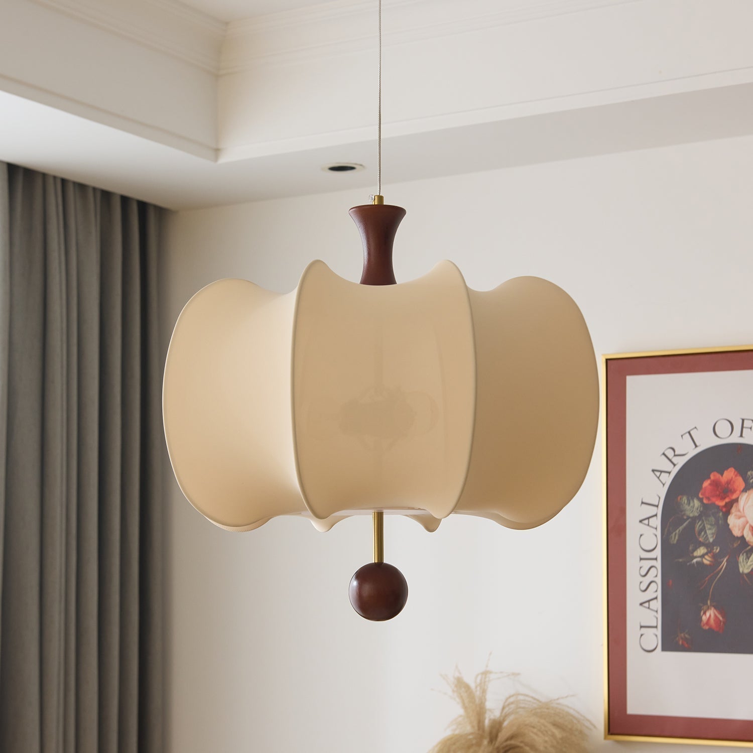 Calithra Stoff Holz Pendelleuchte-Letslighting
