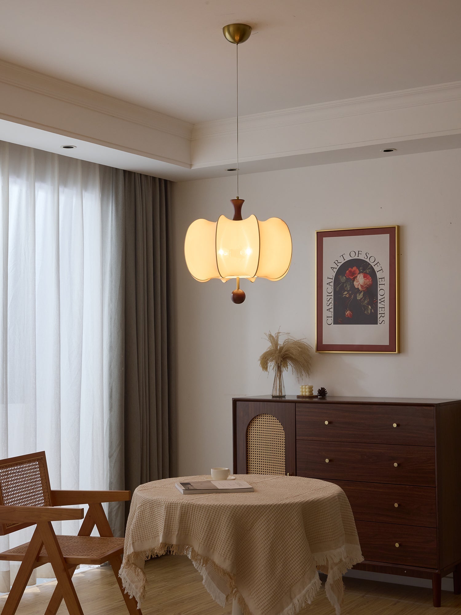Calithra Stoff Holz Pendelleuchte-Letslighting