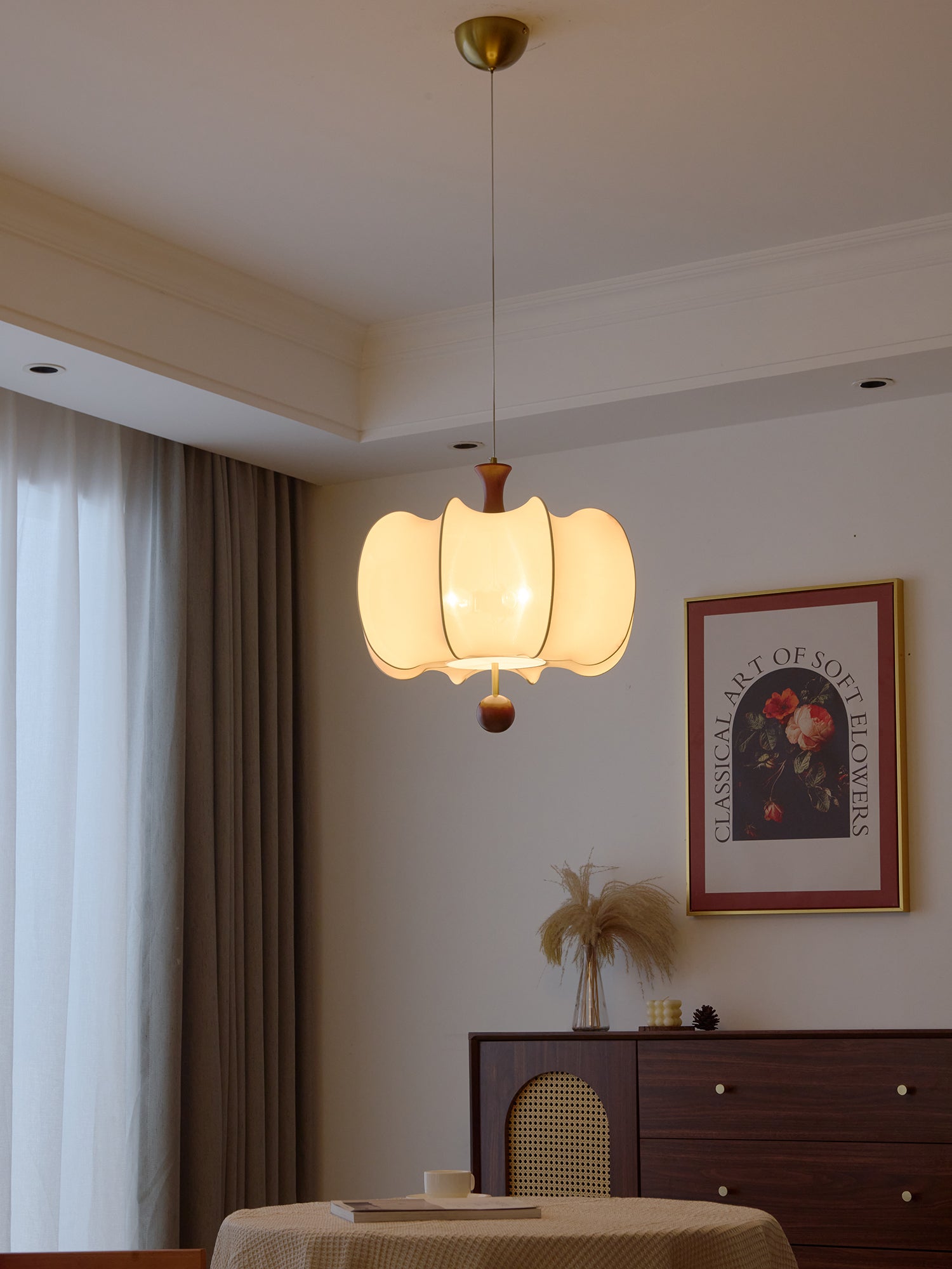 Calithra Stoff Holz Pendelleuchte-Letslighting