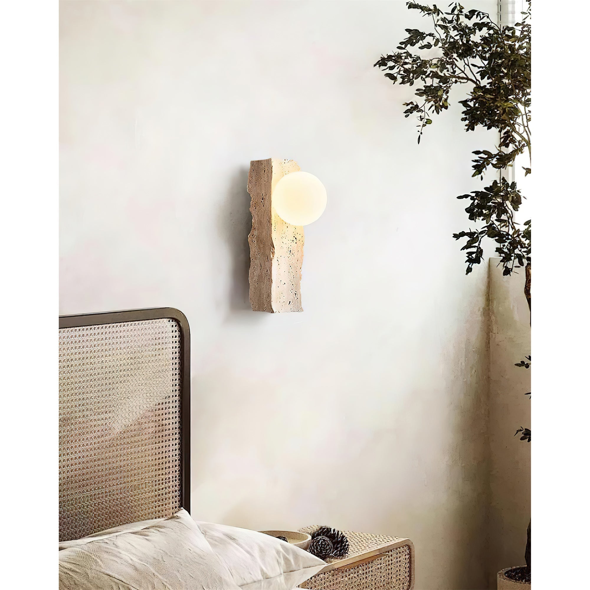 Aureum Modern Minimalist Glass Travertine Wall Lamp - Letslighting