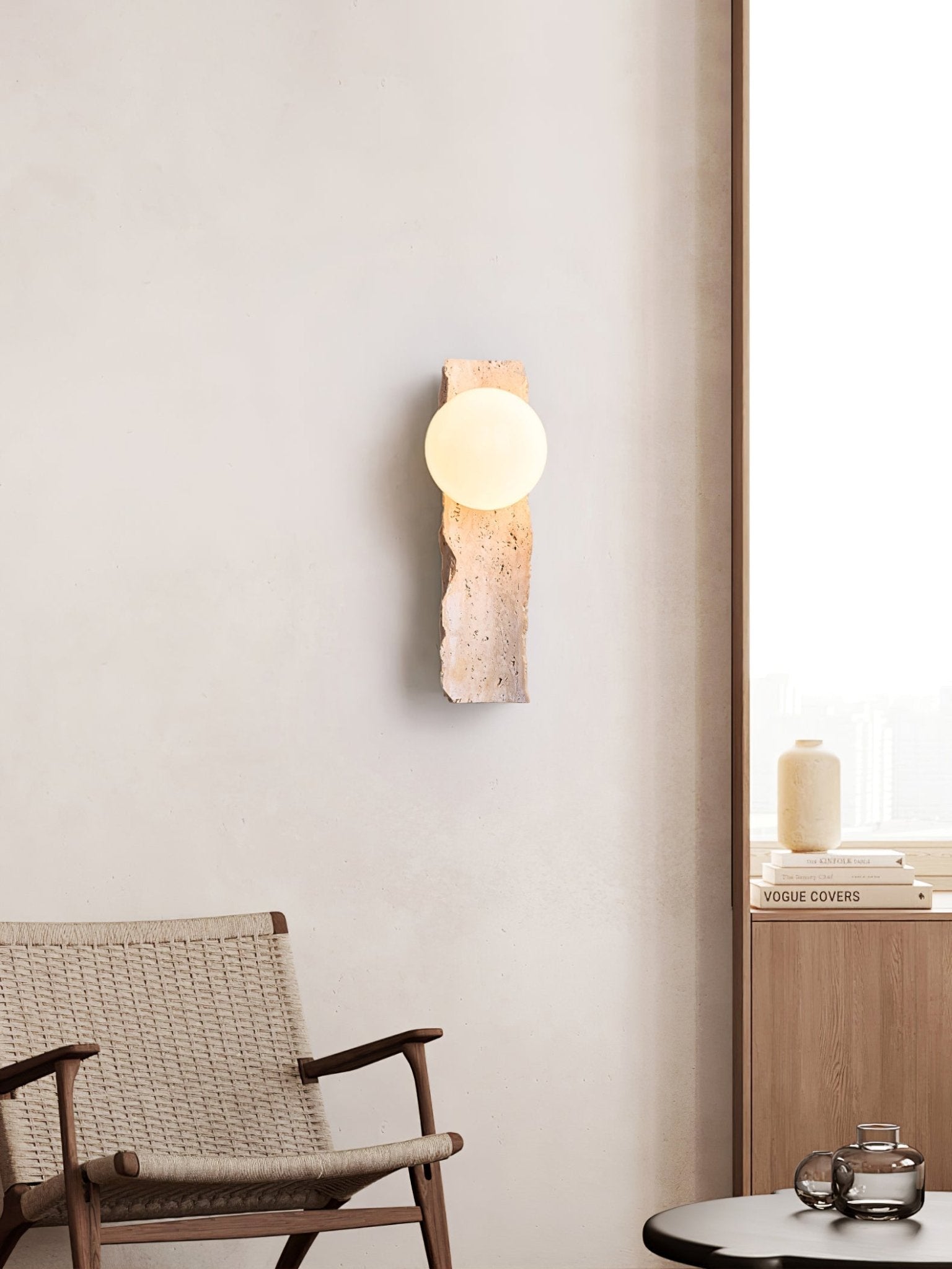 Elnoren Organic Travertine Wall Light - Neutralighting