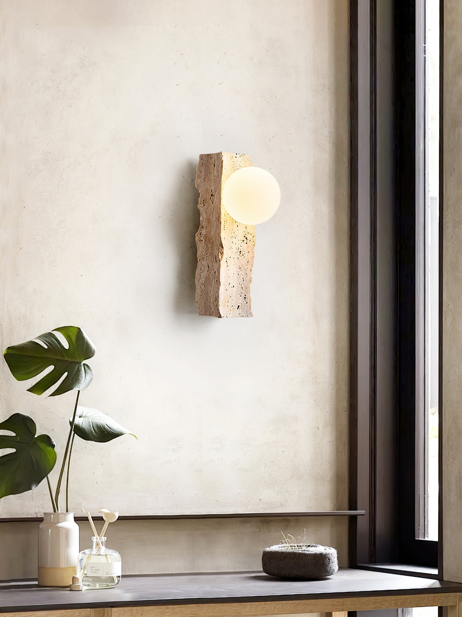 Elnoren Organic Travertine Wall Light - Neutralighting