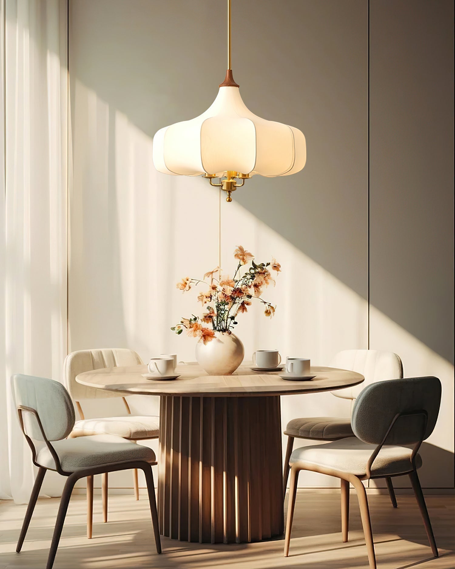 Fioren Stoff & Holz Pendelleuchte-Letslighting