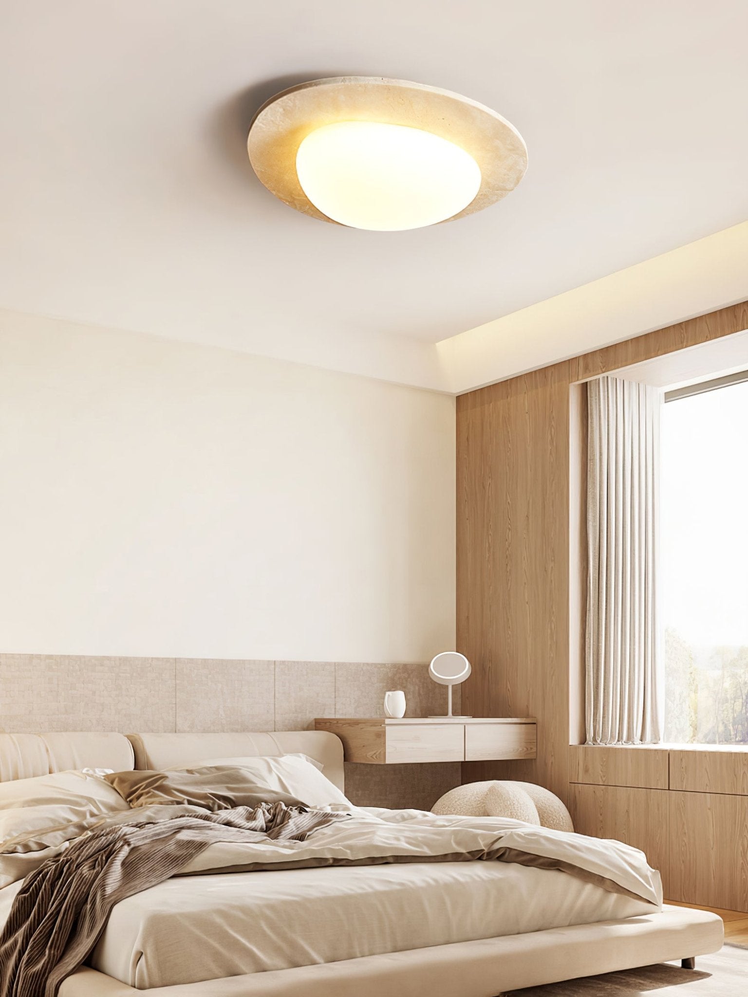 Orlaeisra Circular Travertine Ceiling Light - Neutralighting