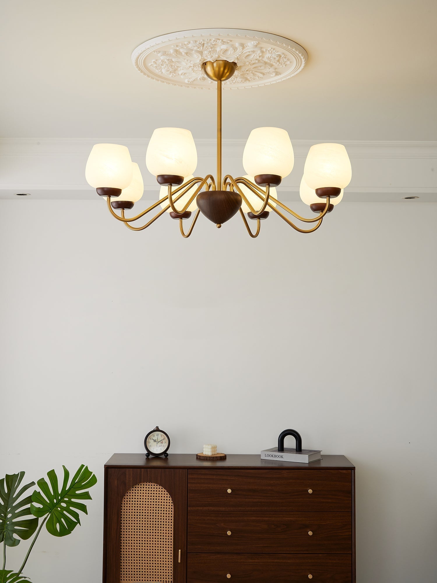Sytheiel Premium Eleganz Holz Glas Kronleuchter-Letslighting