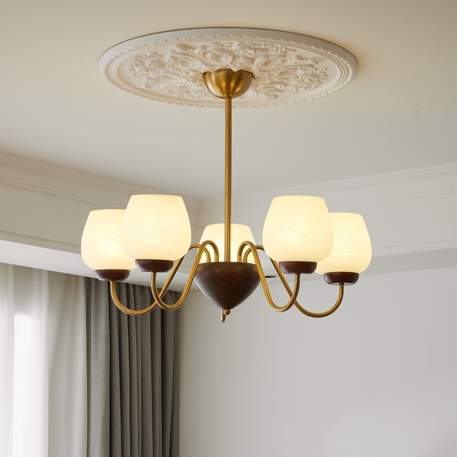 Sytheiel Premium Eleganz Holz Glas Kronleuchter-Letslighting