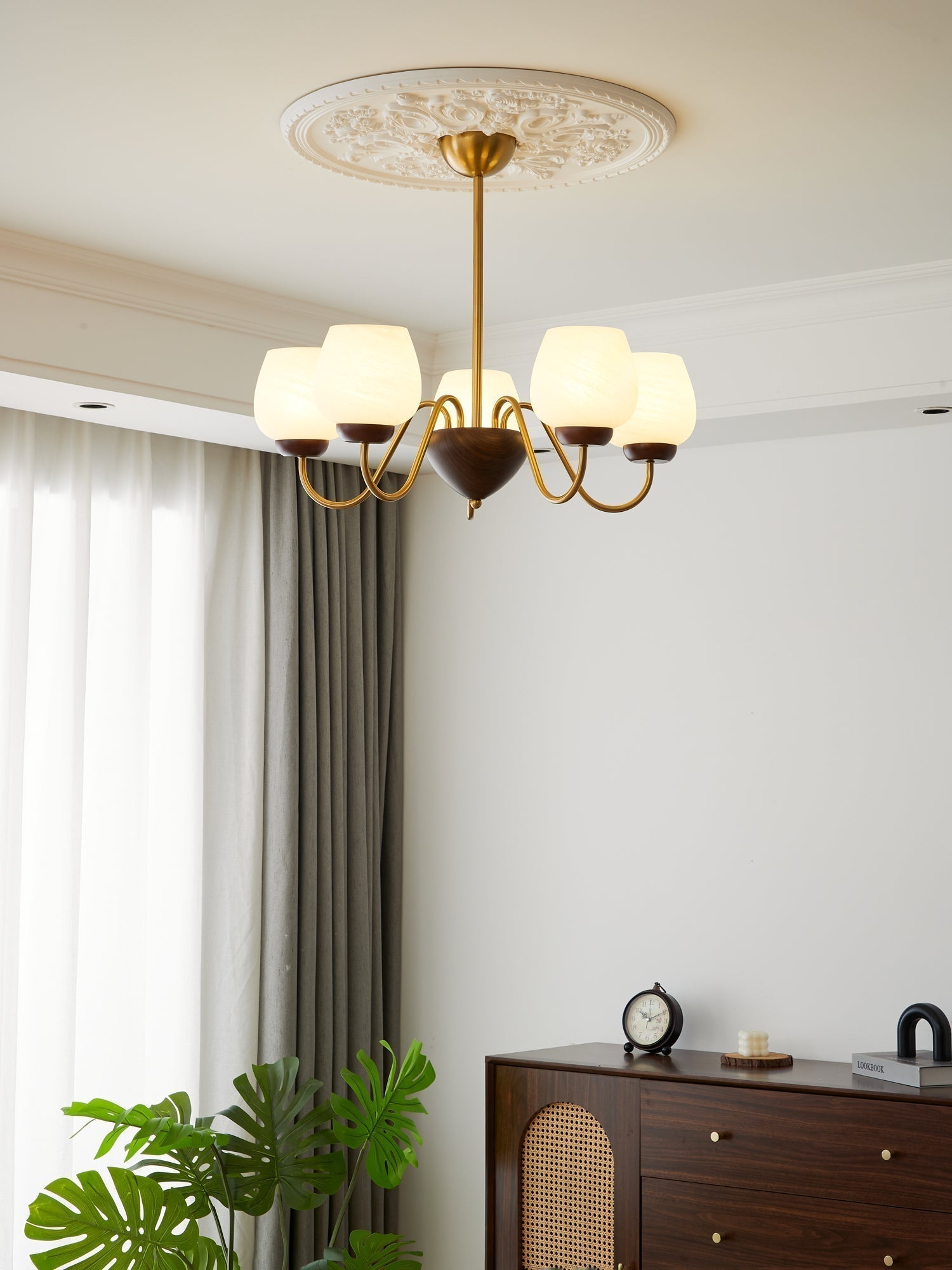 Sytheiel Premium Eleganz Holz Glas Kronleuchter-Letslighting