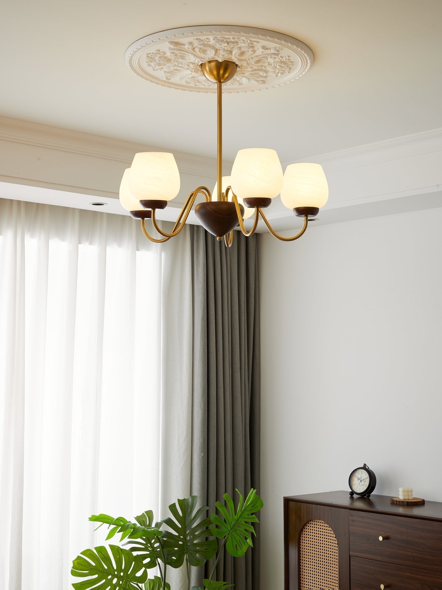 Sytheiel Premium Eleganz Holz Glas Kronleuchter-Letslighting