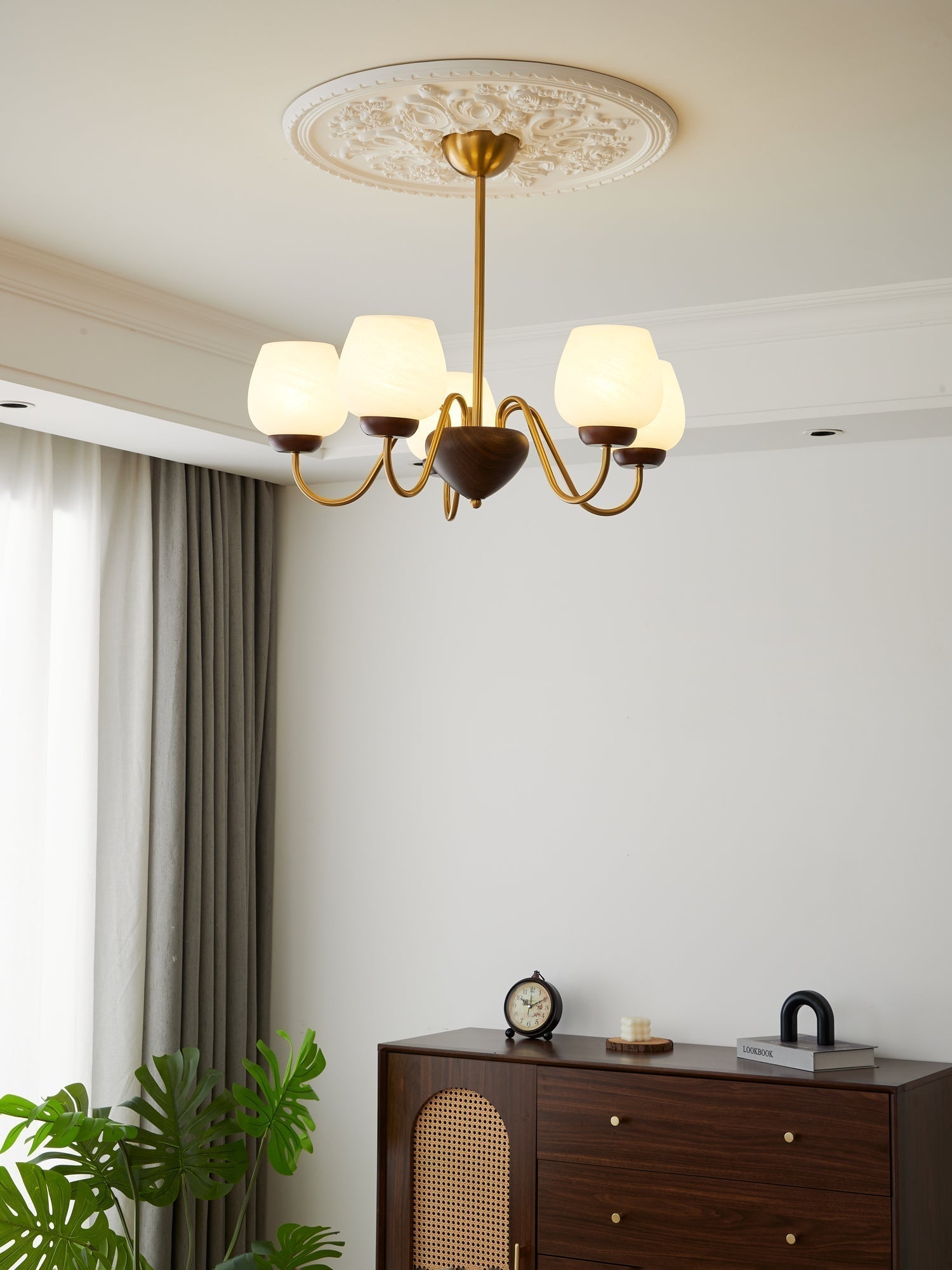 Sytheiel Premium Eleganz Holz Glas Kronleuchter-Letslighting