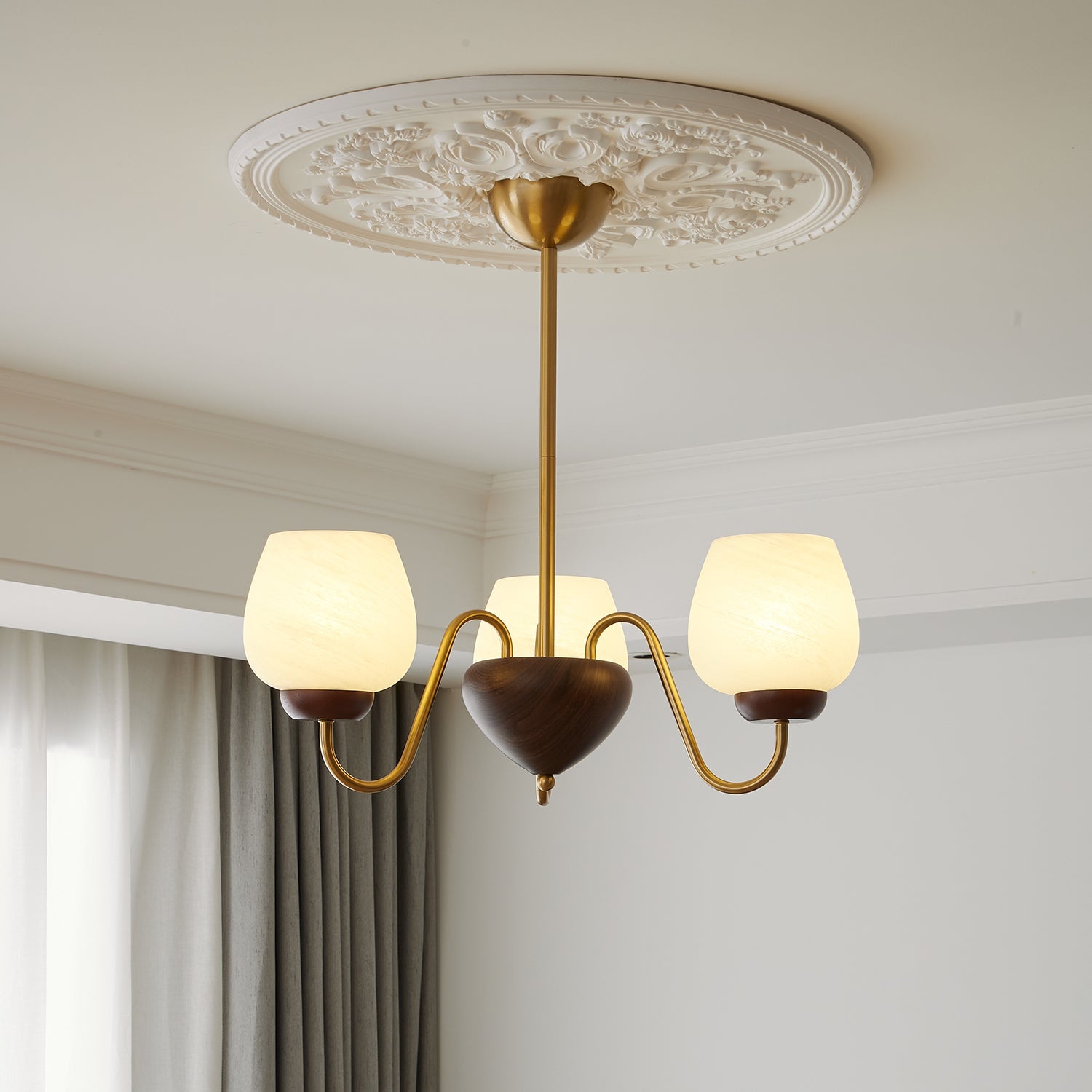 Sytheiel Premium Eleganz Holz Glas Kronleuchter-Letslighting