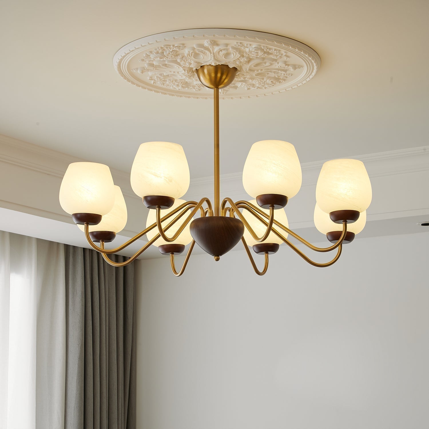 Sytheiel Premium Eleganz Holz Glas Kronleuchter-Letslighting