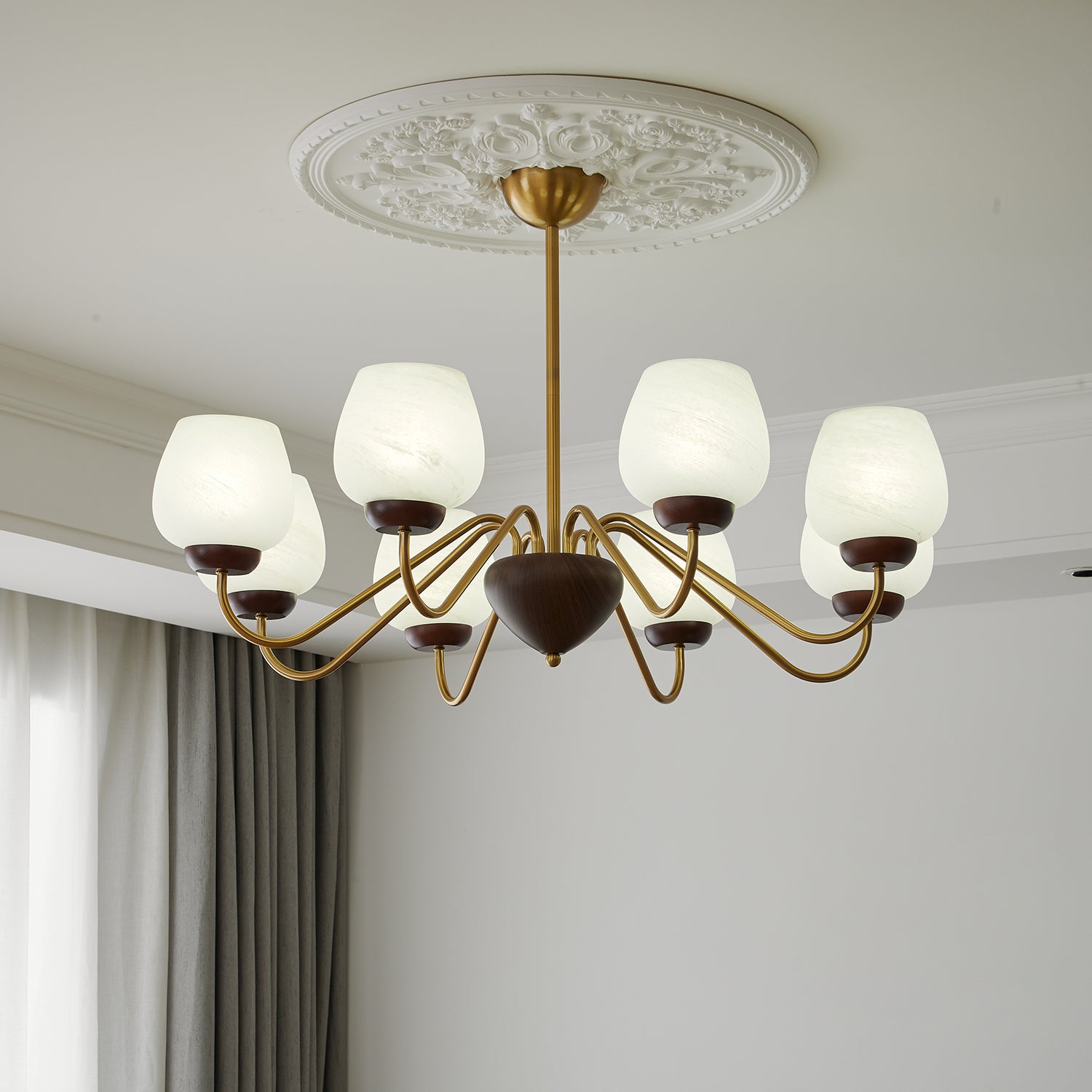Sytheiel Premium Eleganz Holz Glas Kronleuchter-Letslighting