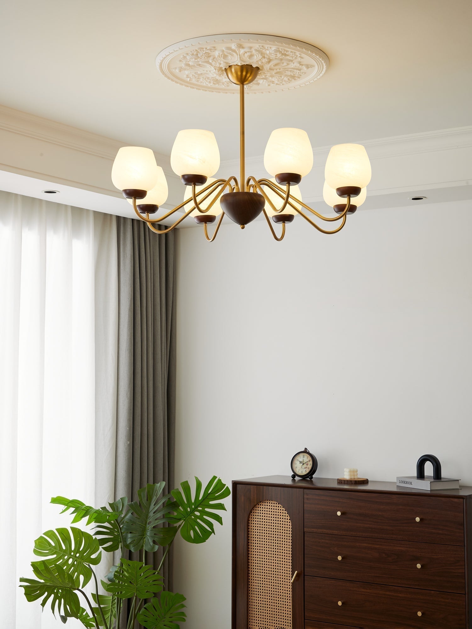 Sytheiel Premium Eleganz Holz Glas Kronleuchter-Letslighting