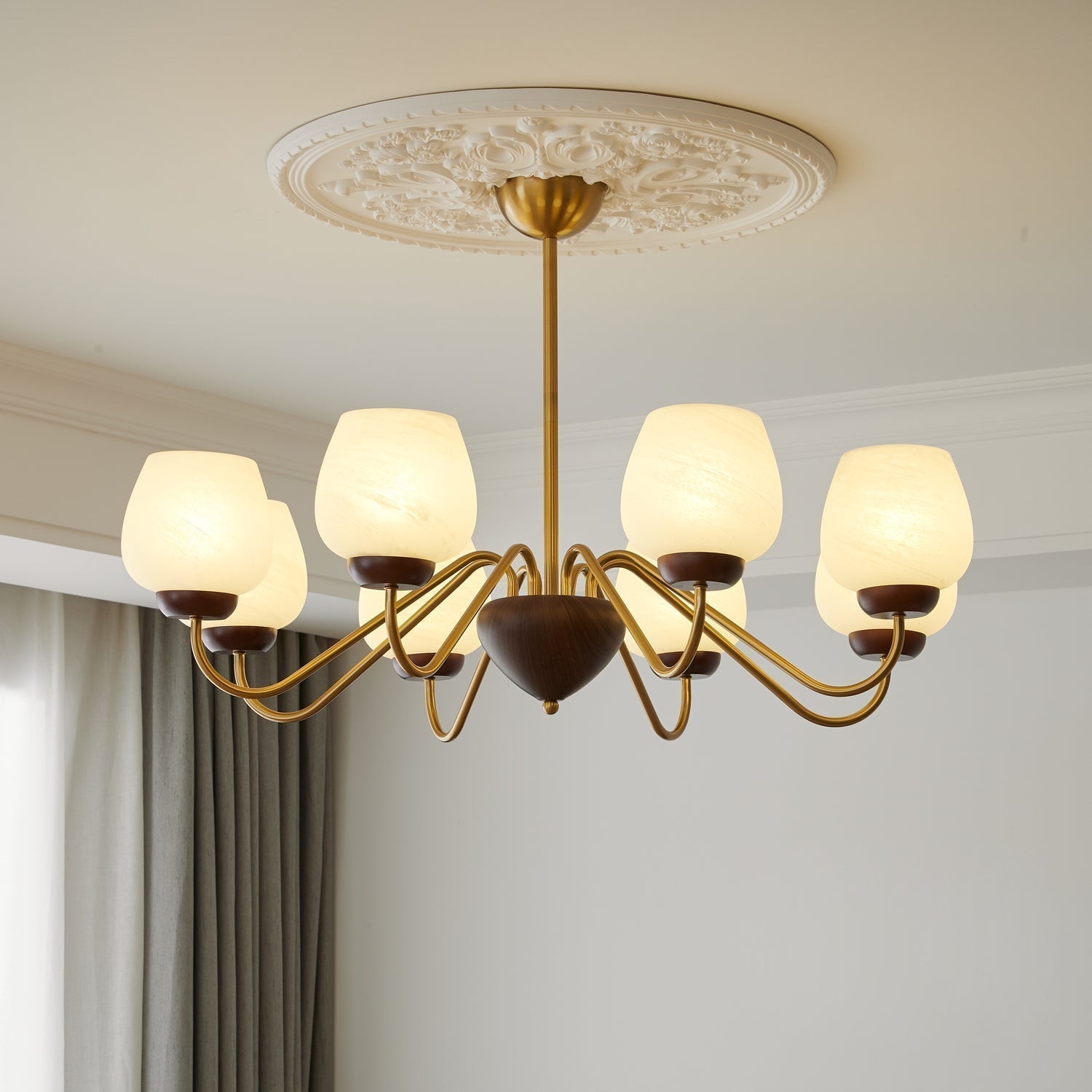 Sytheiel Premium Eleganz Holz Glas Kronleuchter-Letslighting