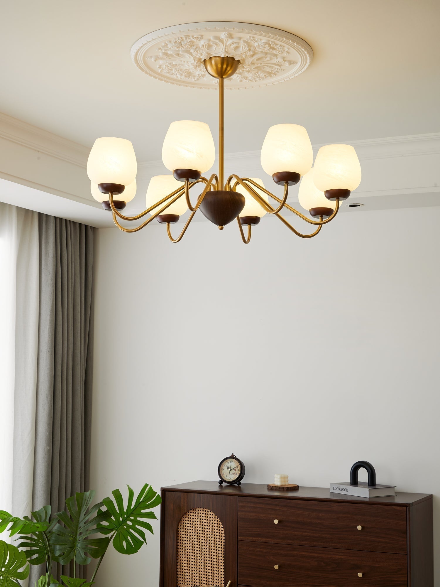 Sytheiel Premium Eleganz Holz Glas Kronleuchter-Letslighting